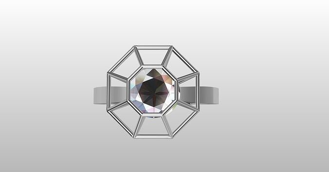 diamond cage set cathedral ring stl verified 3D print model