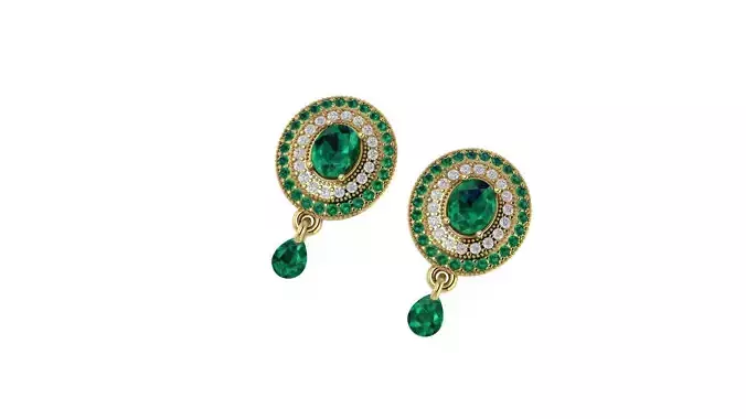 Earrings Green Stone