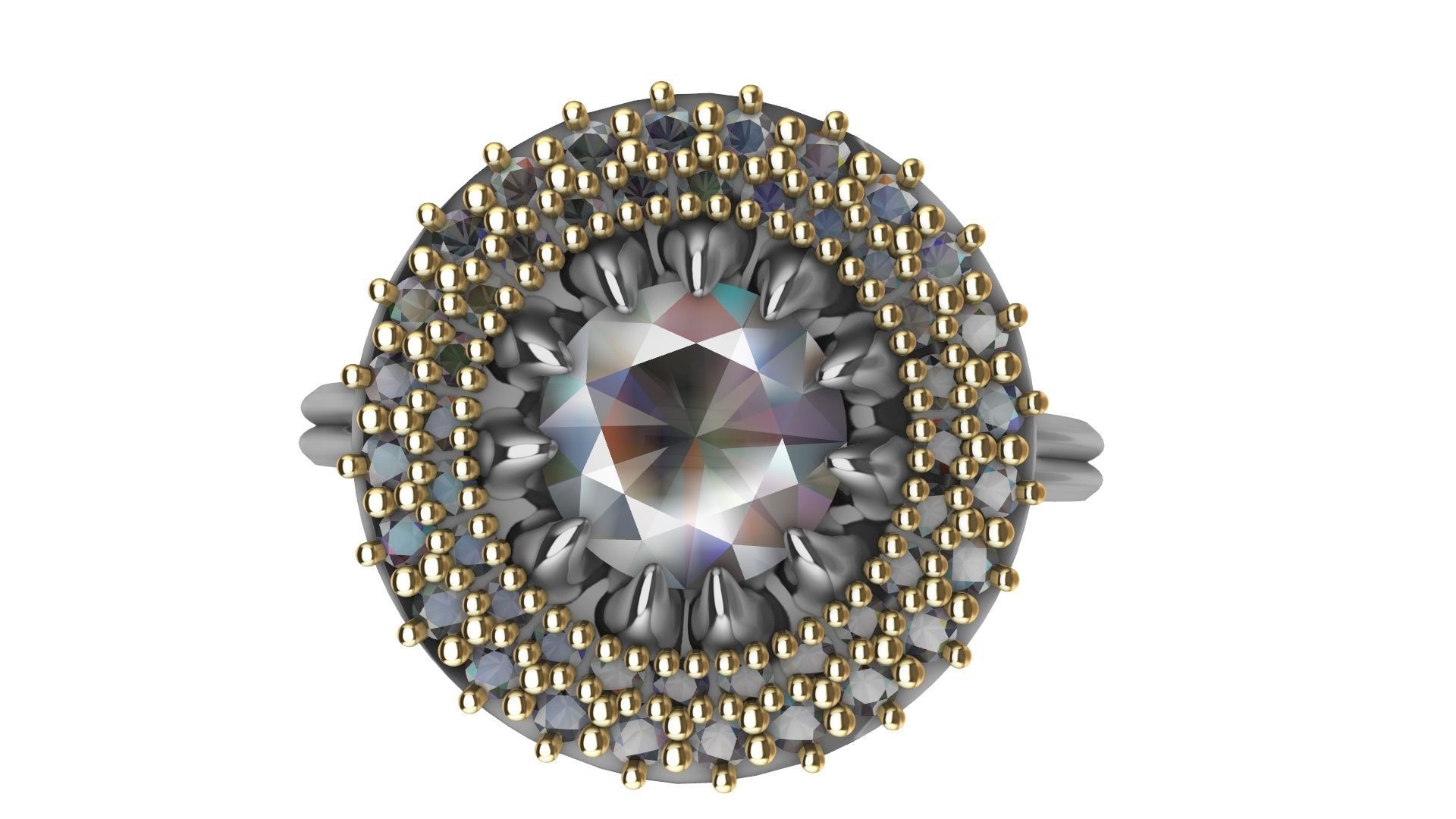 claw setting diamond halo ring stl verified 3D print model_10