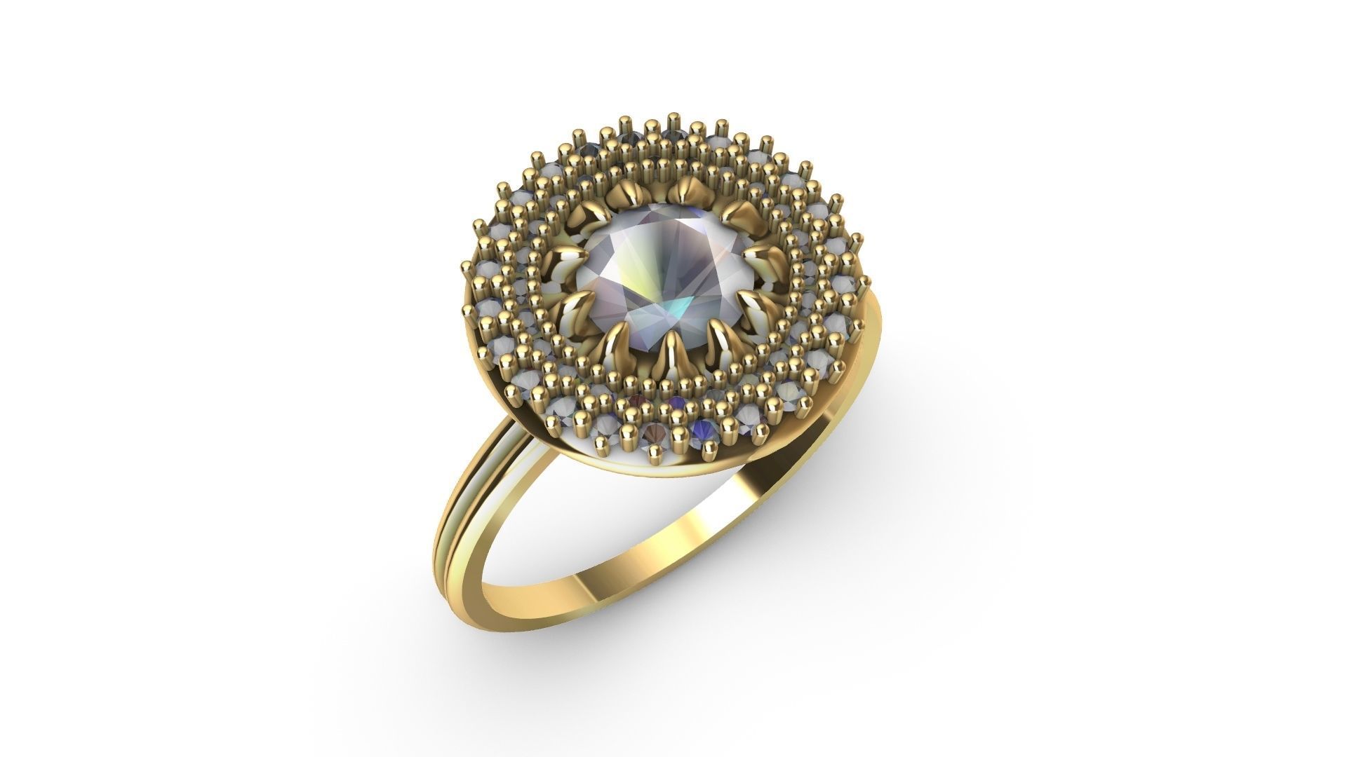claw setting diamond halo ring stl verified 3D print model_8