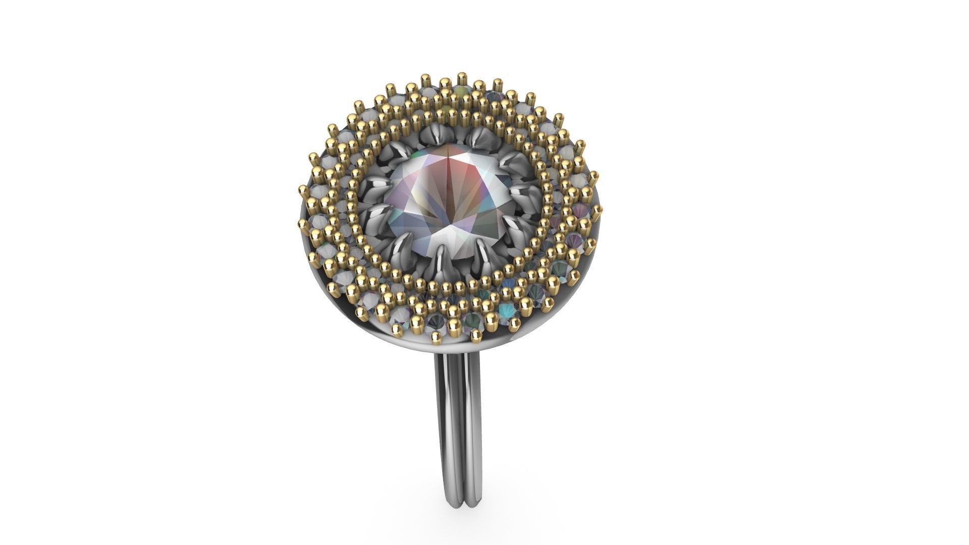 claw setting diamond halo ring stl verified 3D print model_13