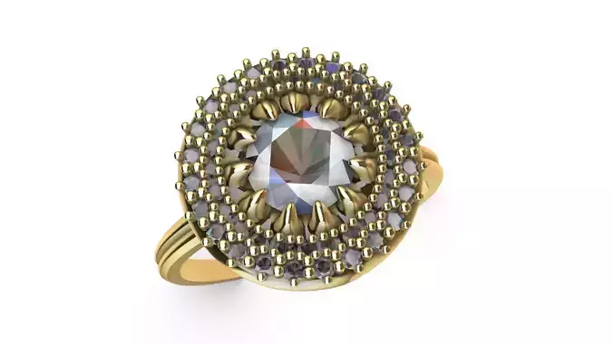 claw setting diamond halo ring stl verified