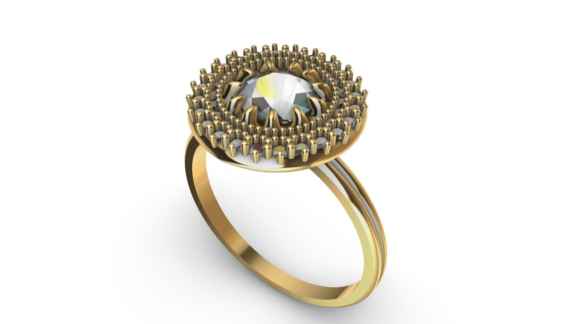 claw setting diamond halo ring stl verified 3D print model_2