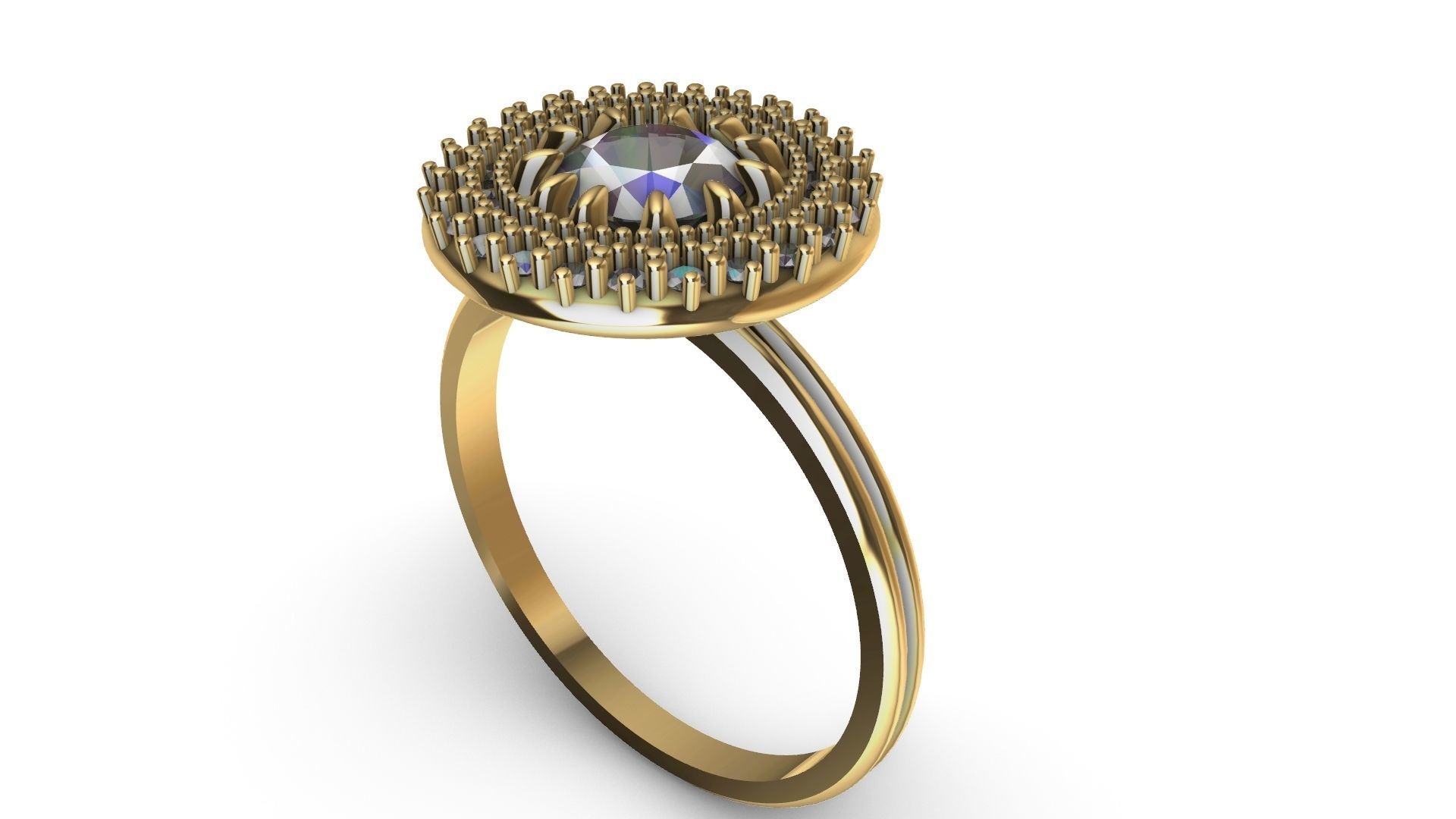 claw setting diamond halo ring stl verified 3D print model_6