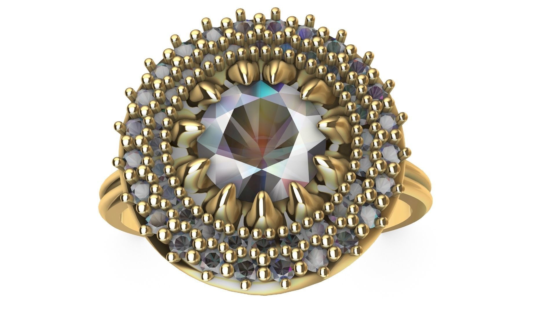 claw setting diamond halo ring stl verified 3D print model_1