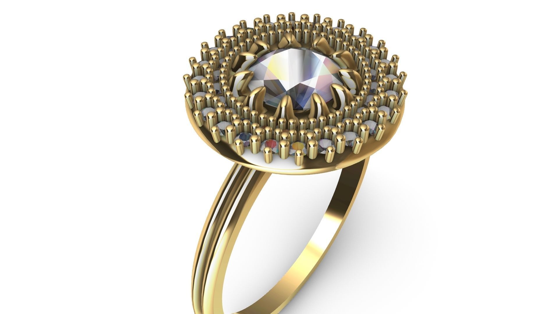 claw setting diamond halo ring stl verified 3D print model_3