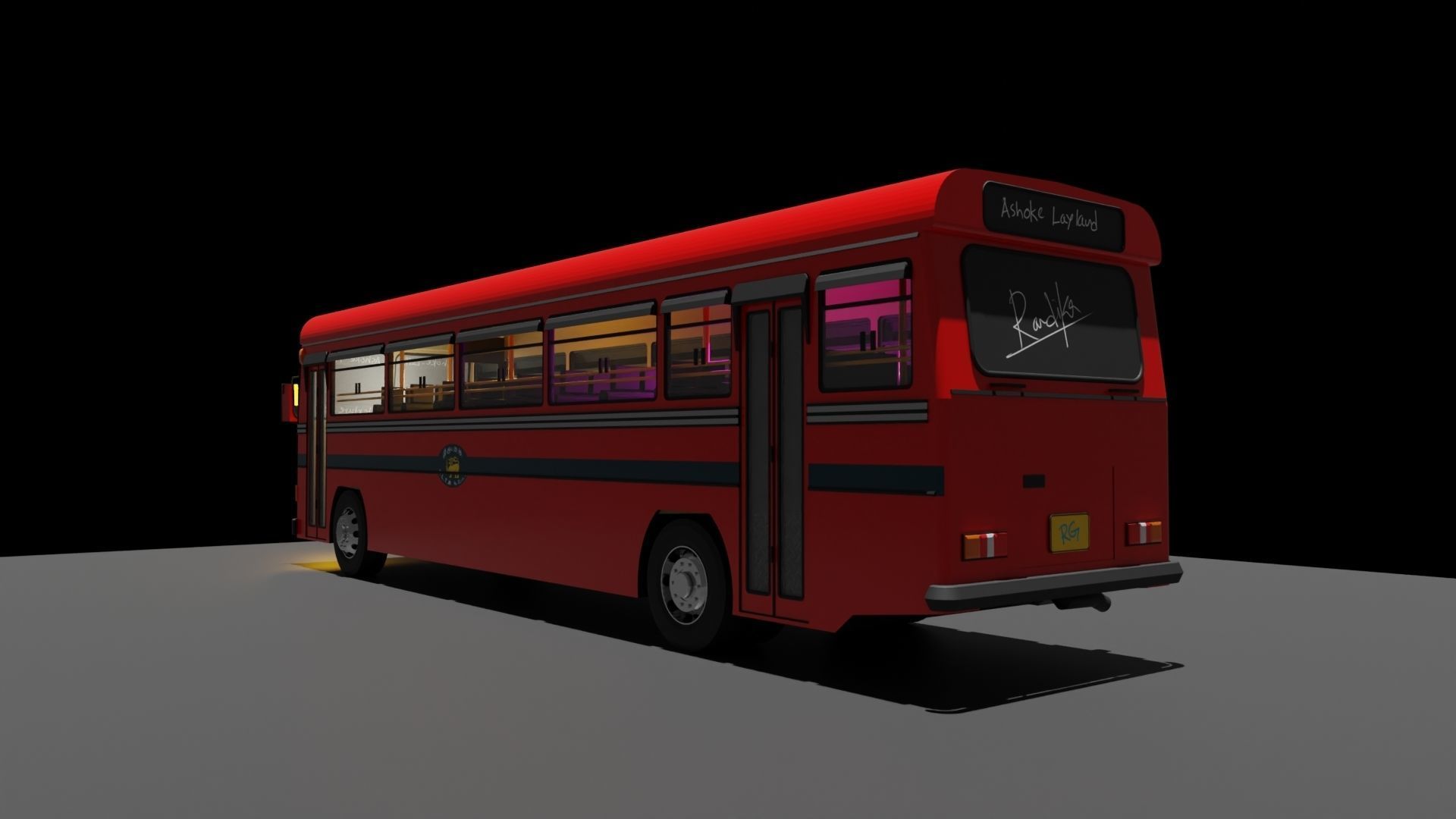 Ashoke Layland Bus  Low-poly 3D model_4