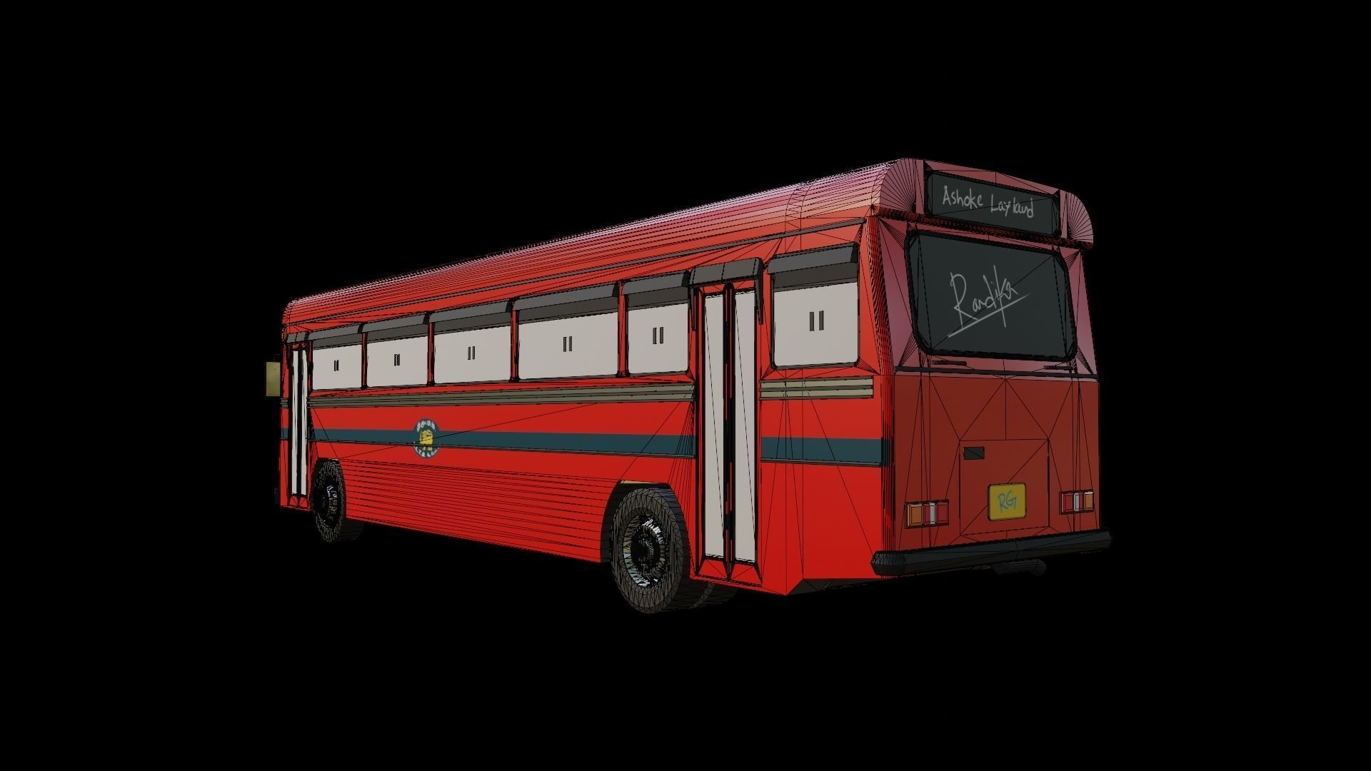 Ashoke Layland Bus  Low-poly 3D model_7