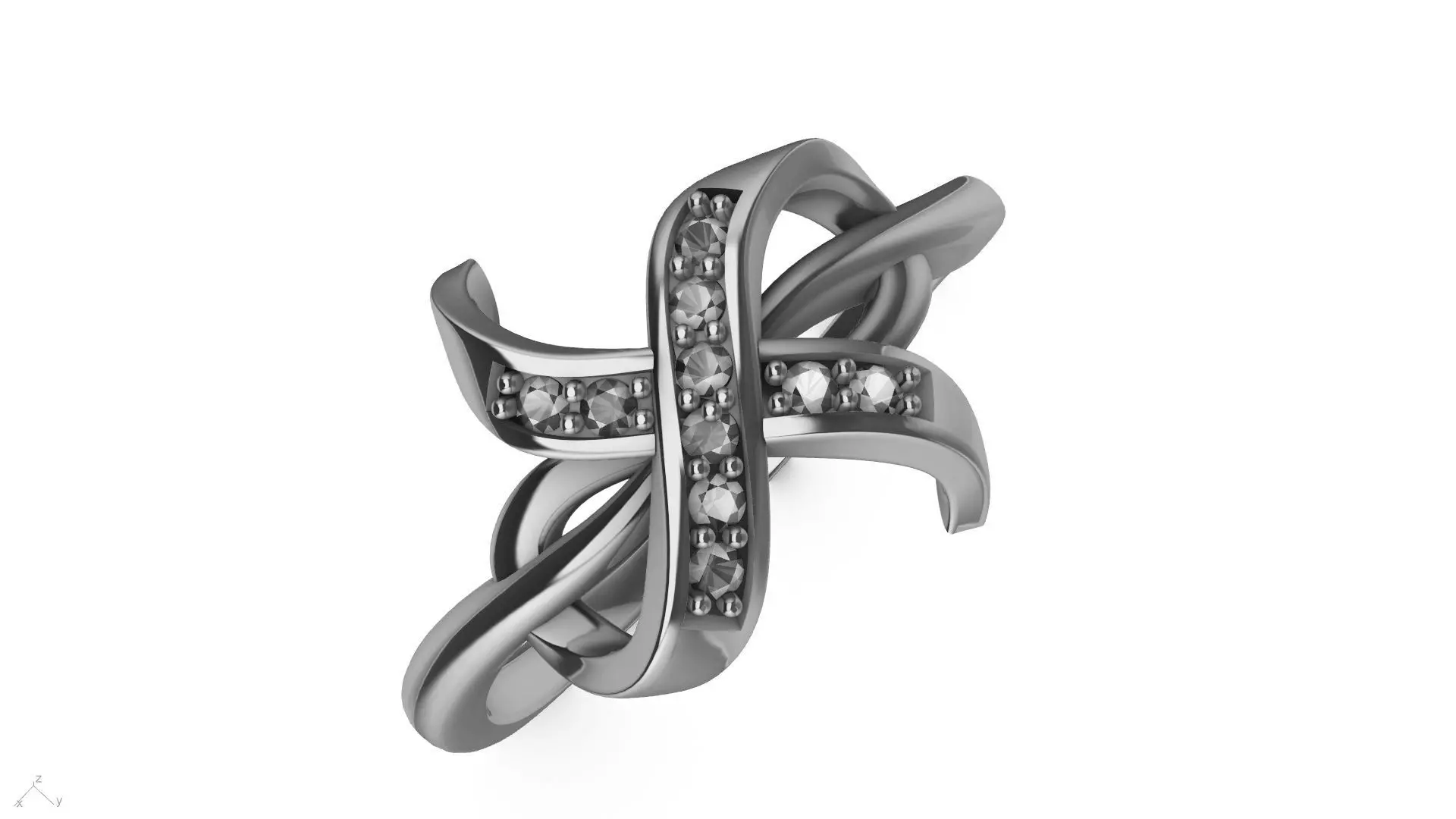 bow diamond ring stl verified 3D print model
