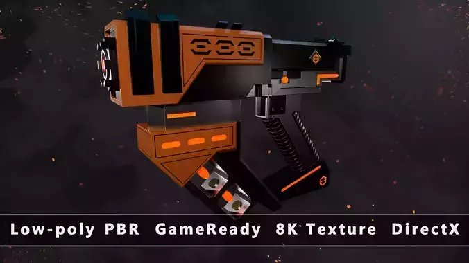 Future Blaster Gun Game-Ready Low-poly 3D model