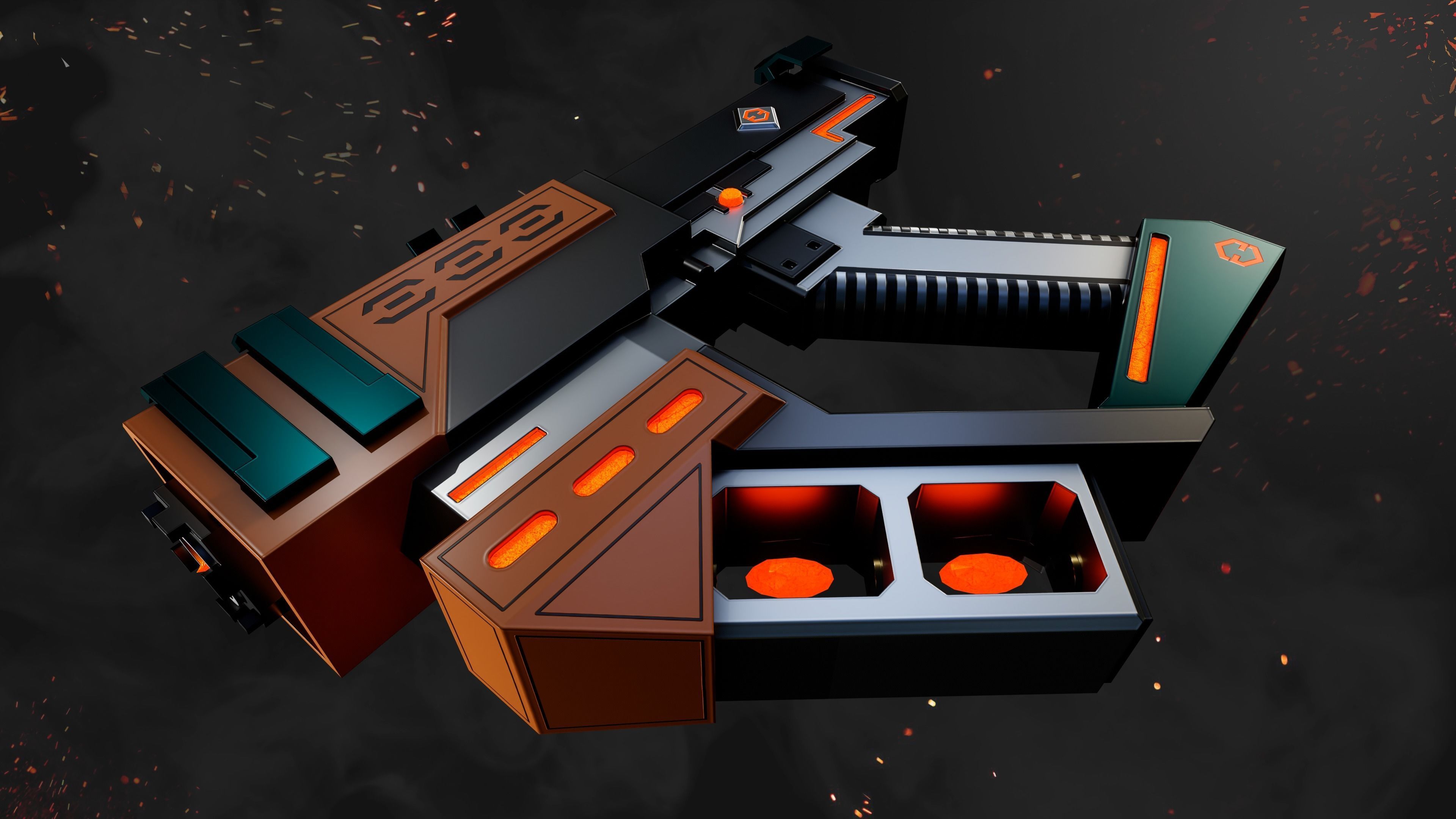 Future Blaster Gun Game-Ready Low-poly 3D model_6