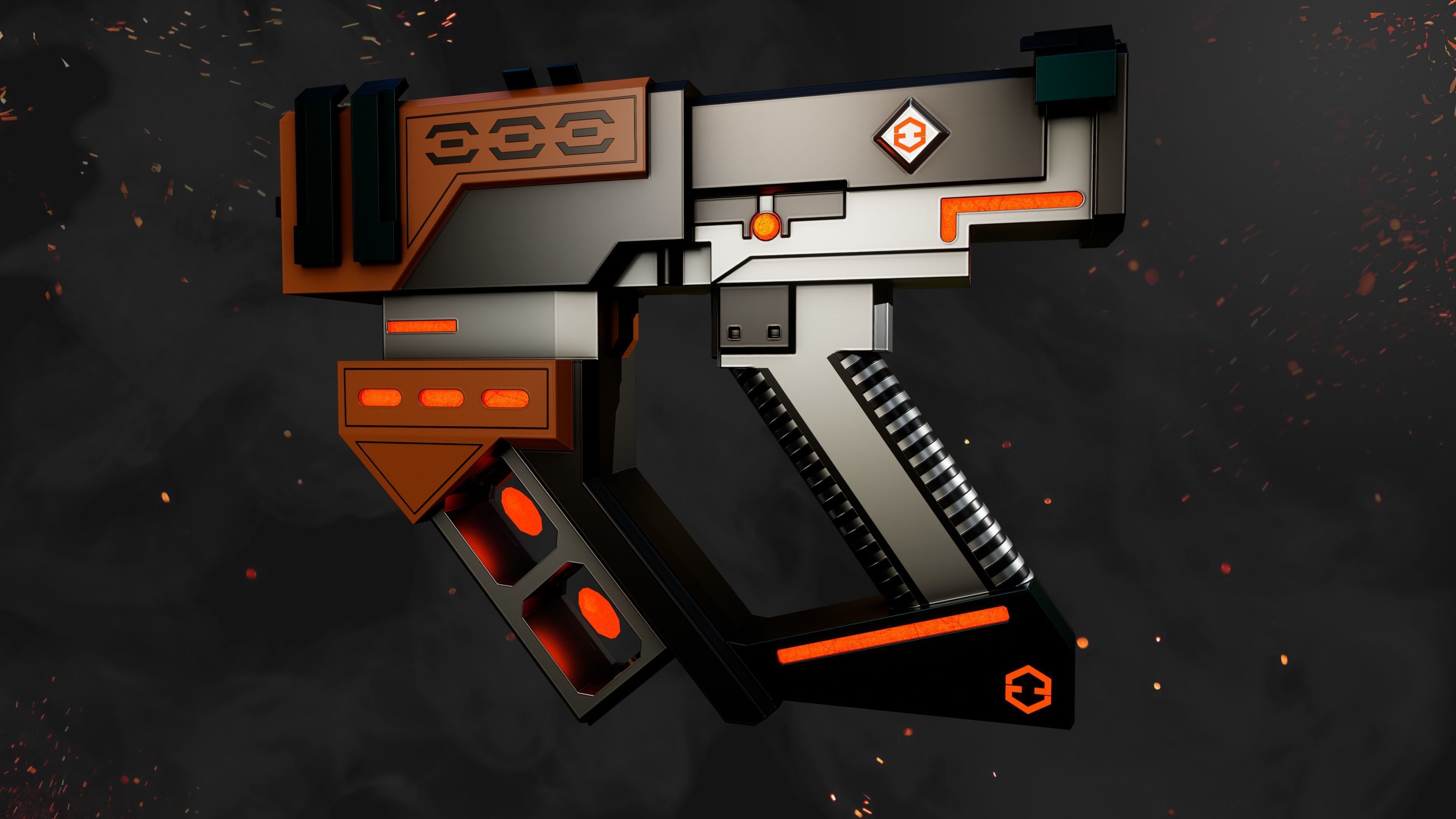 Future Blaster Gun Game-Ready Low-poly 3D model_2