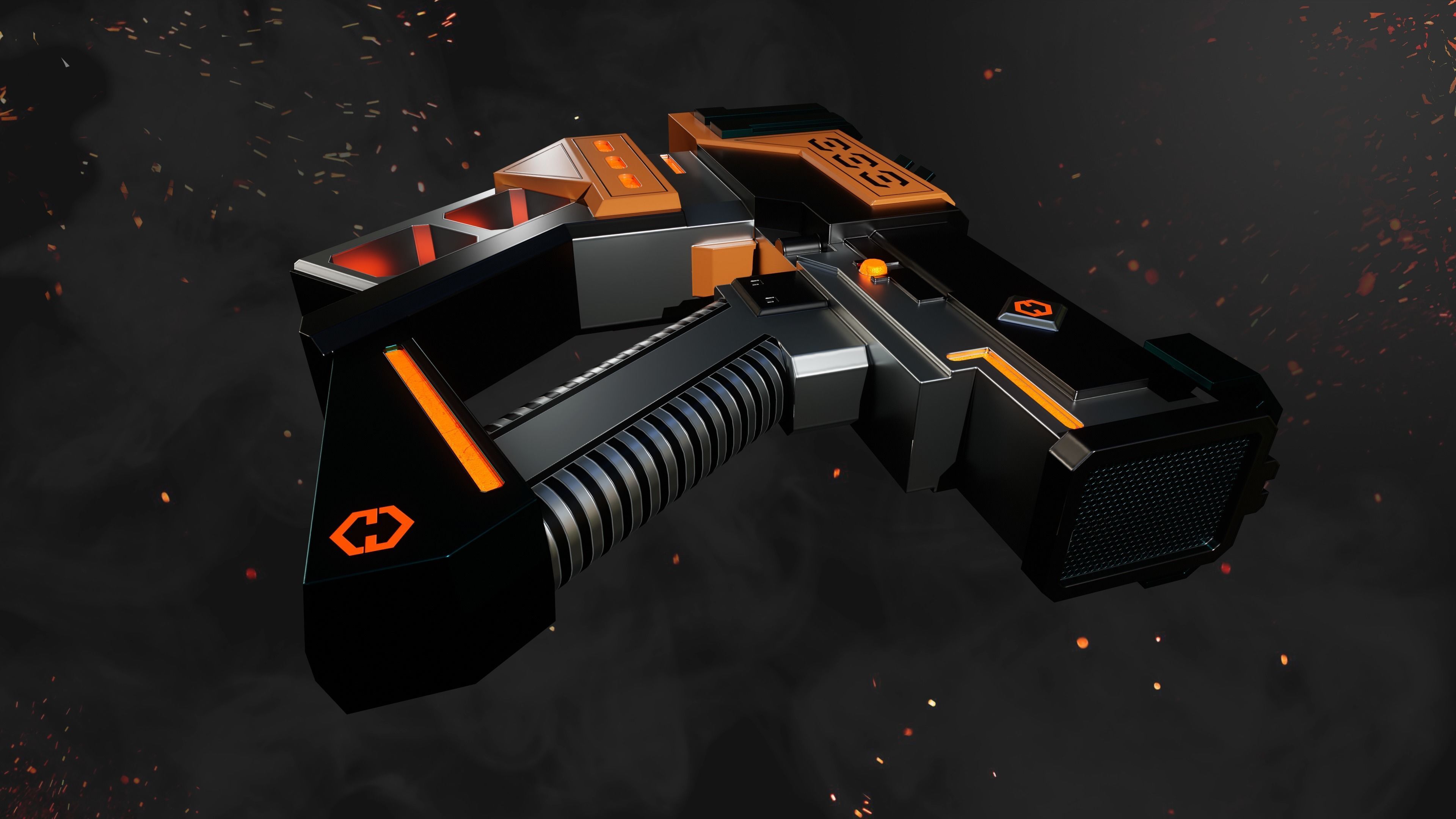 Future Blaster Gun Game-Ready Low-poly 3D model_5