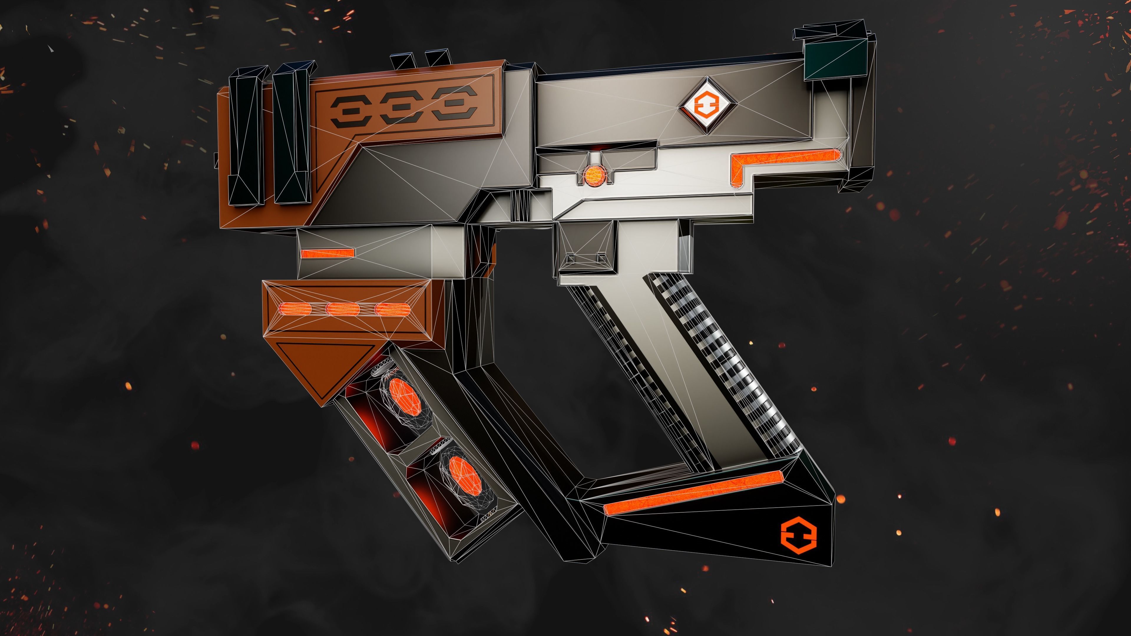 Future Blaster Gun Game-Ready Low-poly 3D model_7