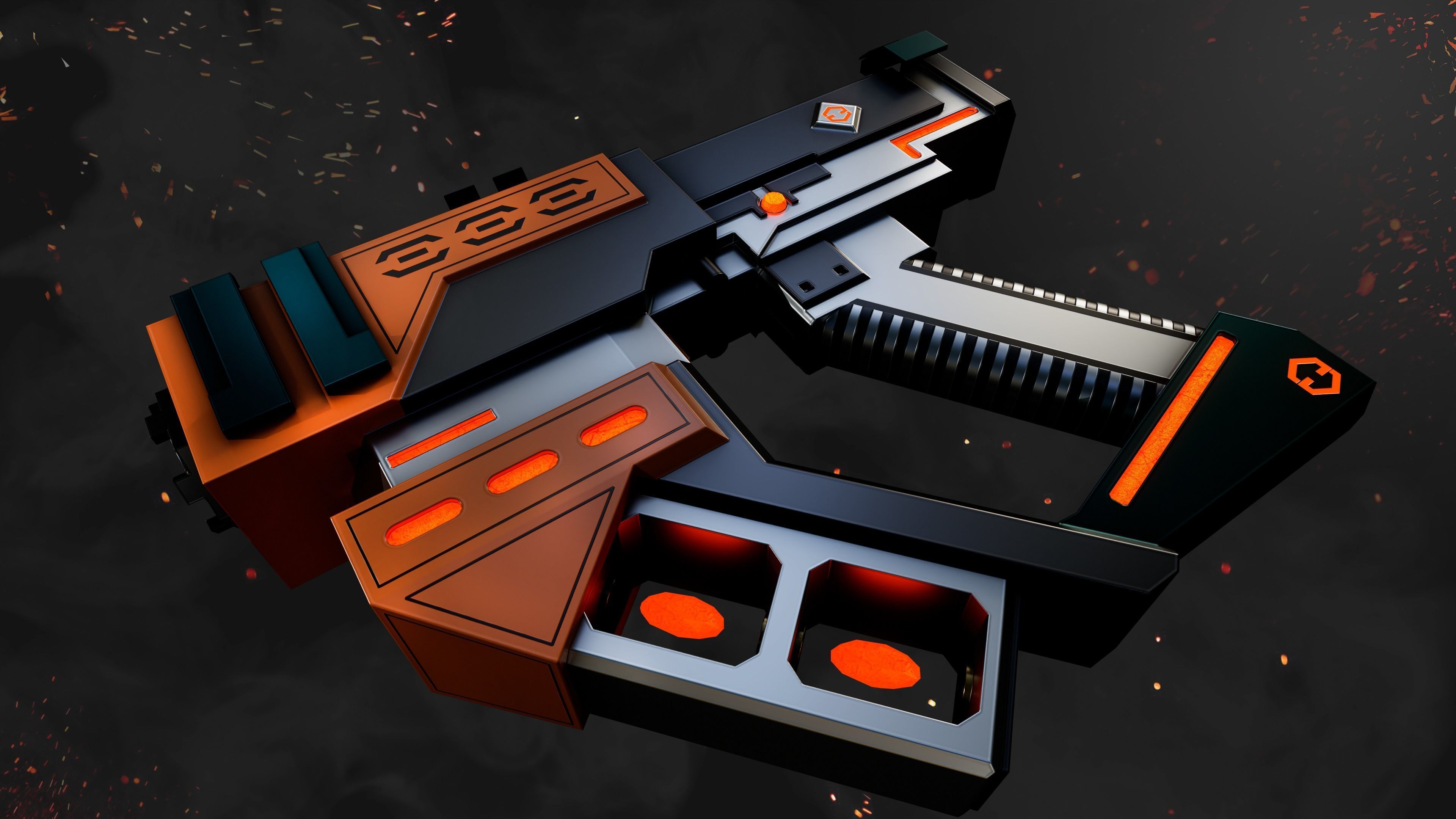 Future Blaster Gun Game-Ready Low-poly 3D model_3