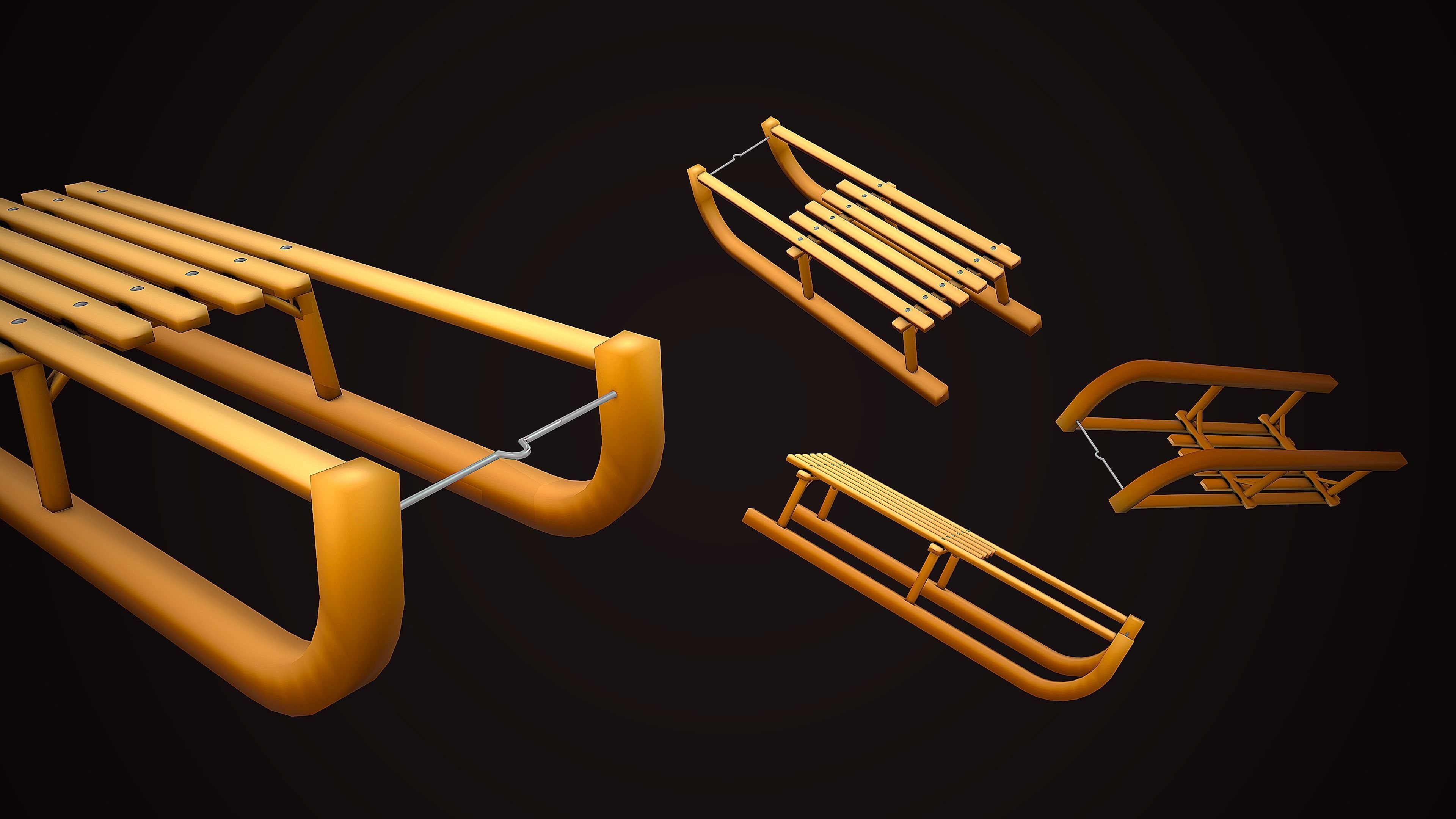 SLED CARTOON STYLIZED Low-poly 3D model_3