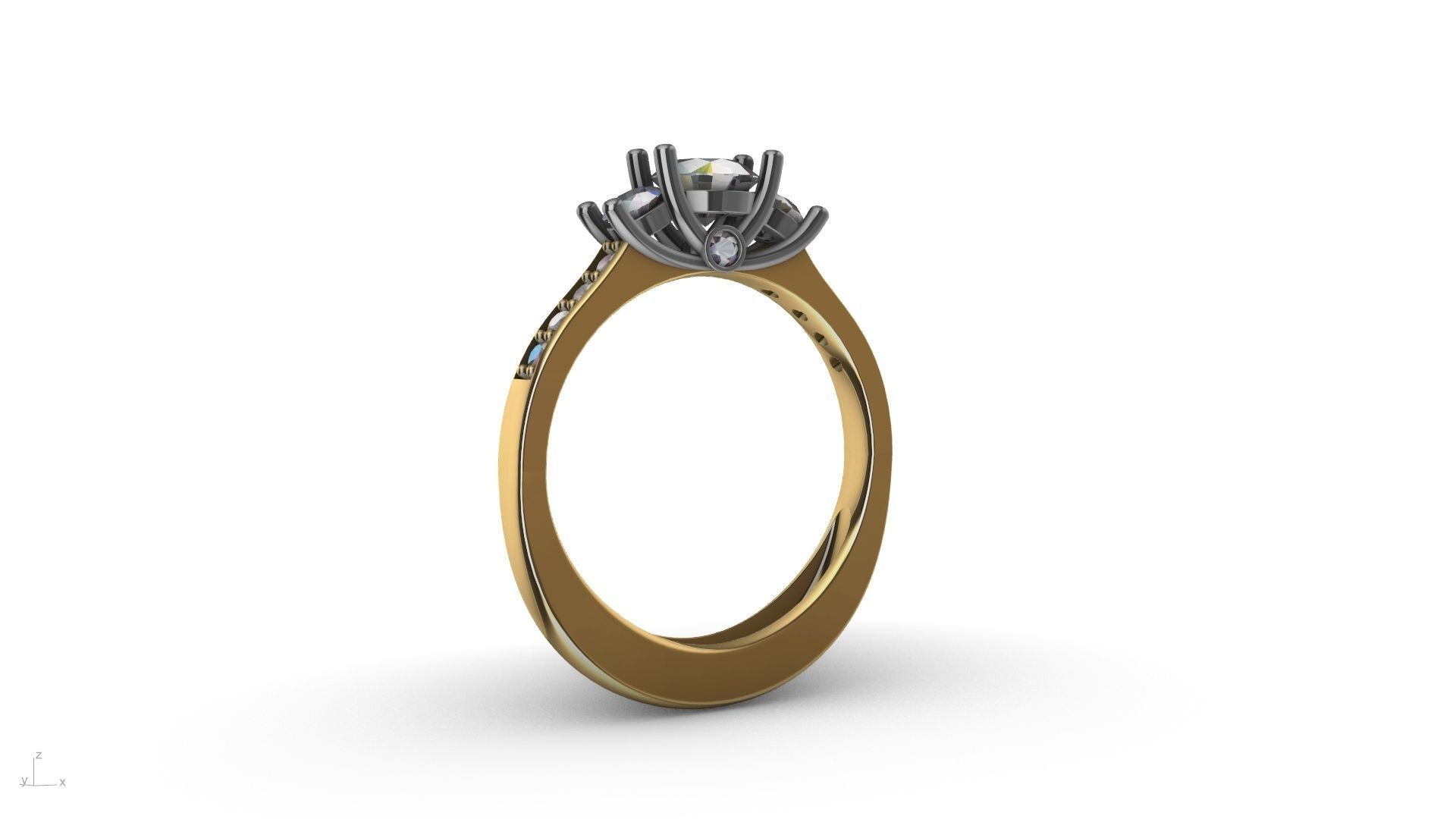 3 stone prong setting ring  stl verified 3D print model_13