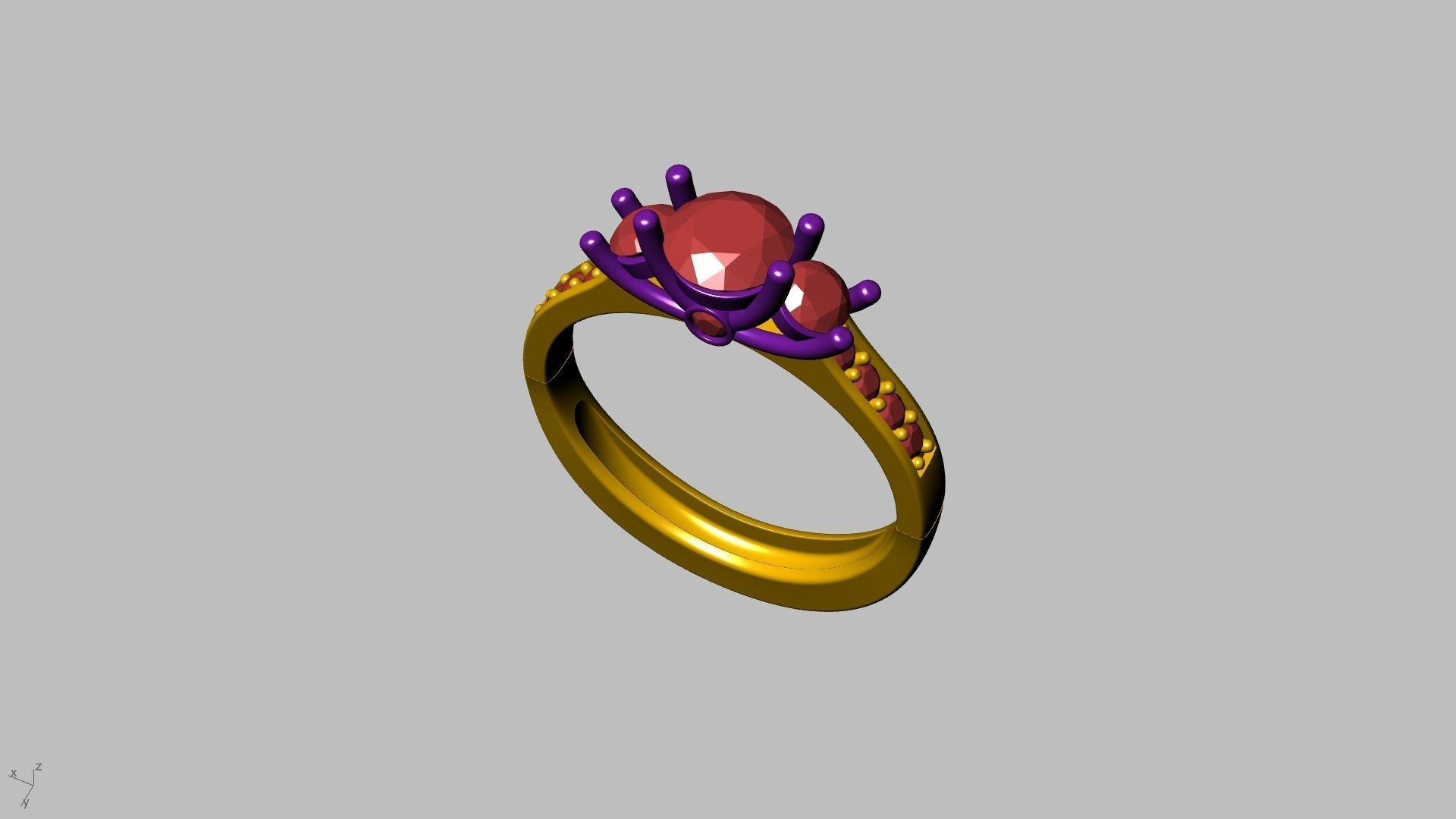 3 stone prong setting ring  stl verified 3D print model_10