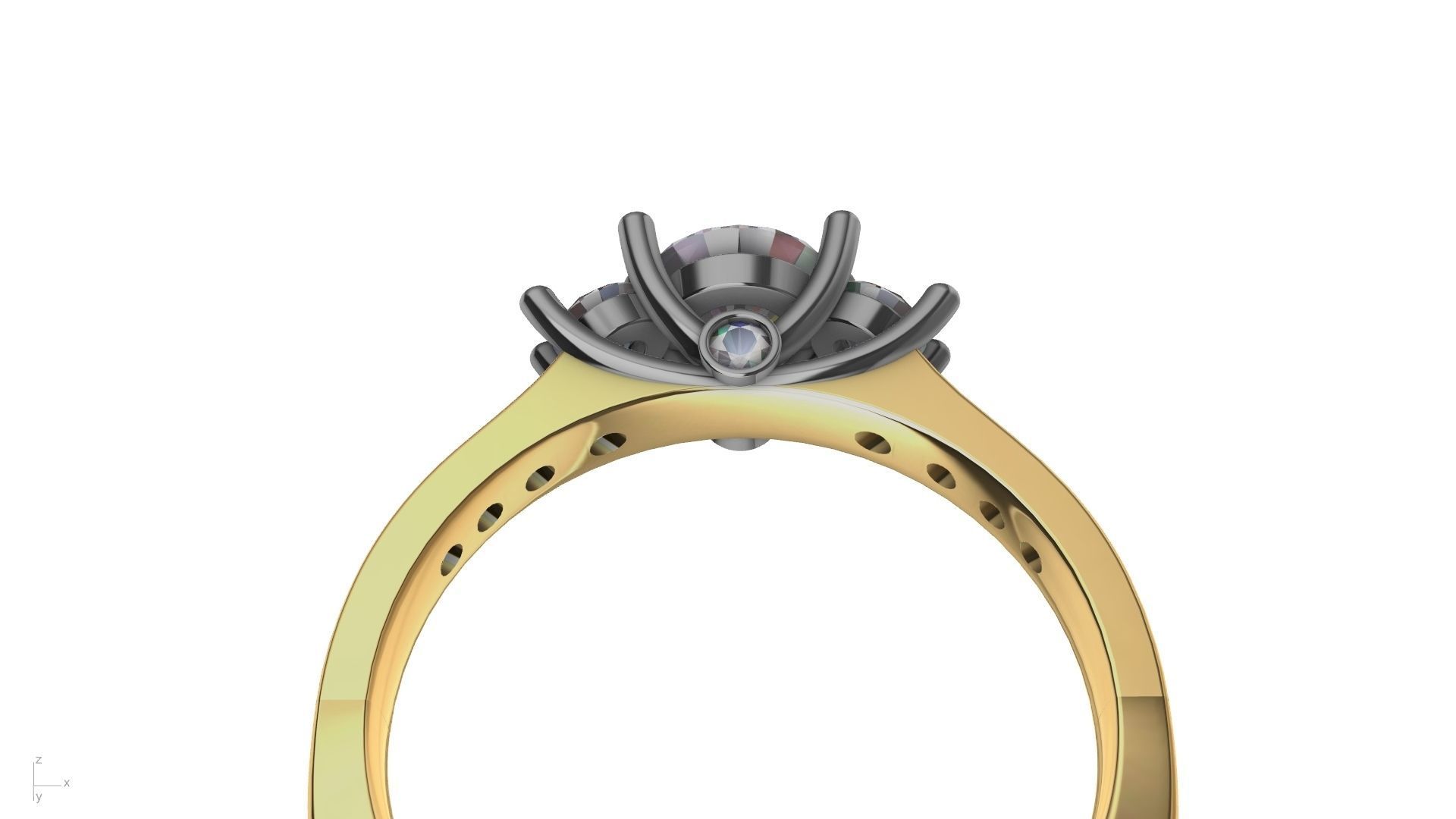 3 stone prong setting ring  stl verified 3D print model_1