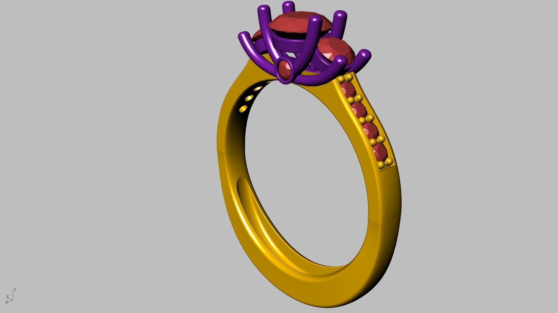 3 stone prong setting ring  stl verified 3D print model_22