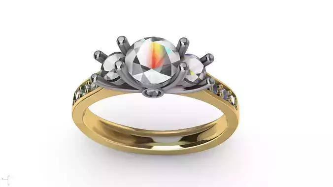 3 stone prong setting ring  stl verified