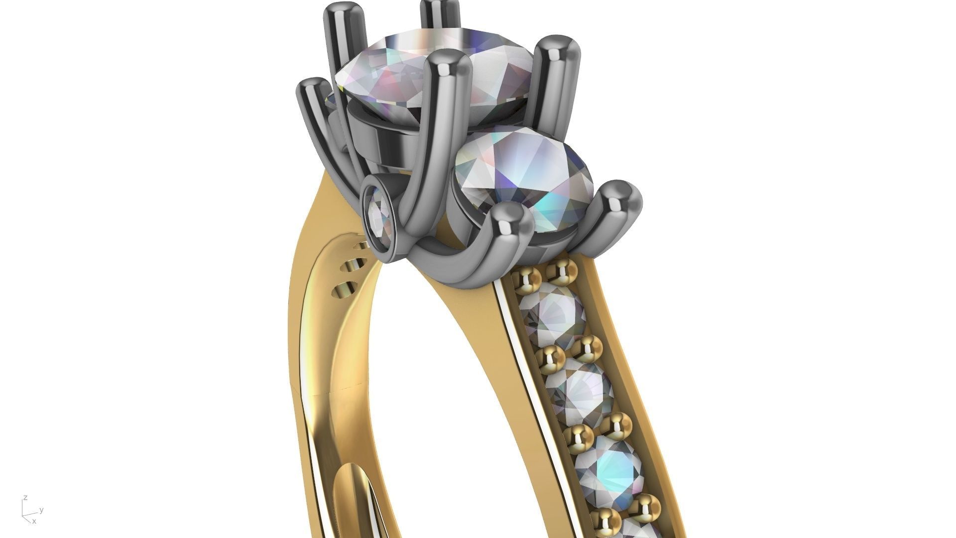 3 stone prong setting ring  stl verified 3D print model_17