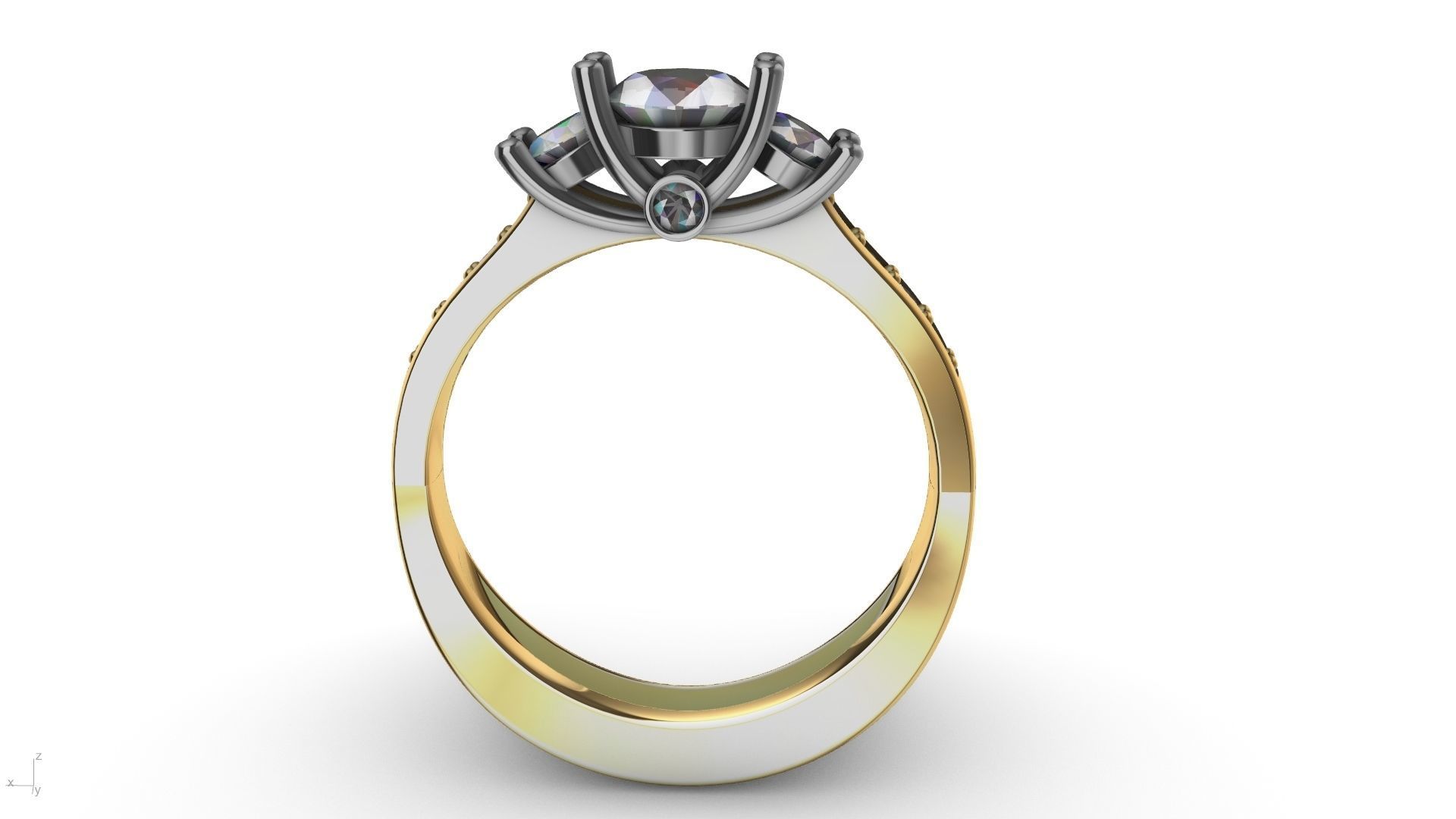 3 stone prong setting ring  stl verified 3D print model_5
