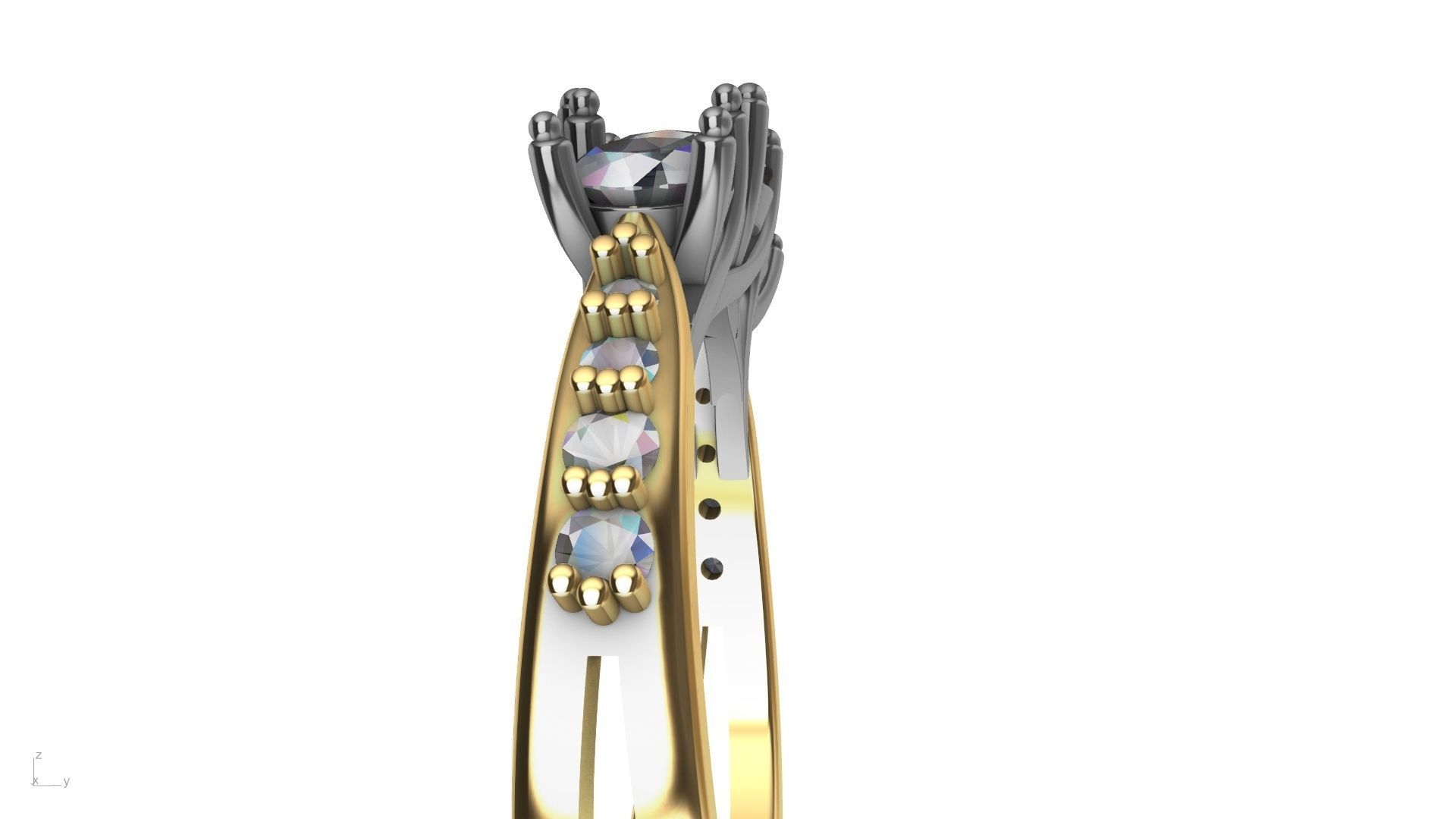 3 stone diamond shank ring stl verified 3D print model_15