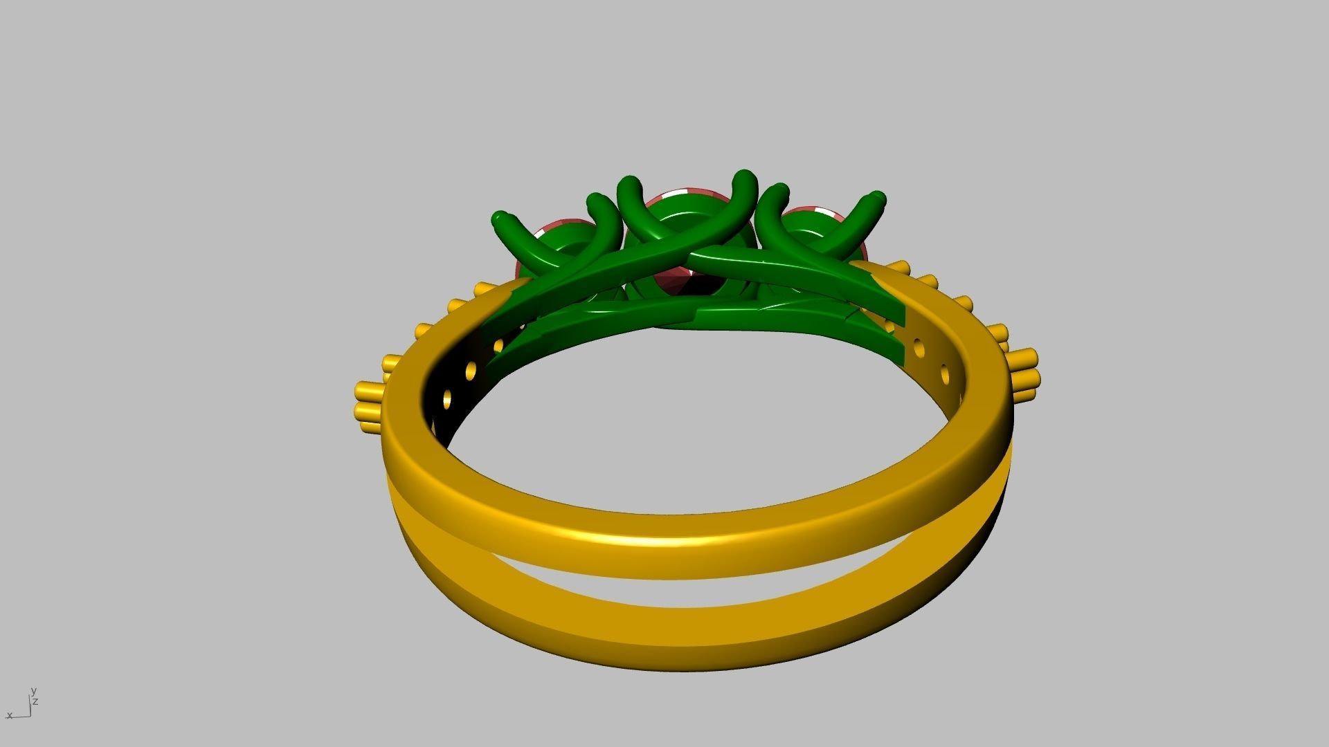 3 stone diamond shank ring stl verified 3D print model_23