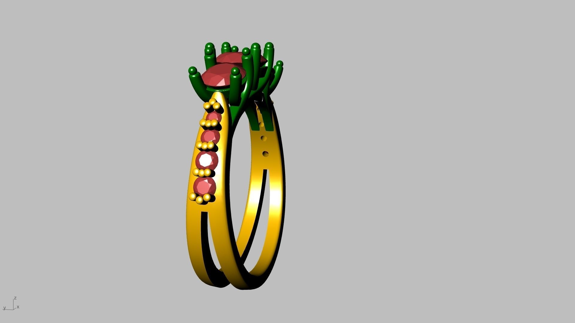 3 stone diamond shank ring stl verified 3D print model_21