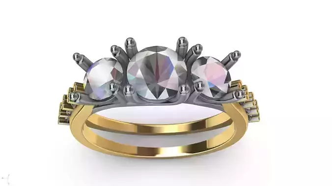 3 stone diamond shank ring stl verified