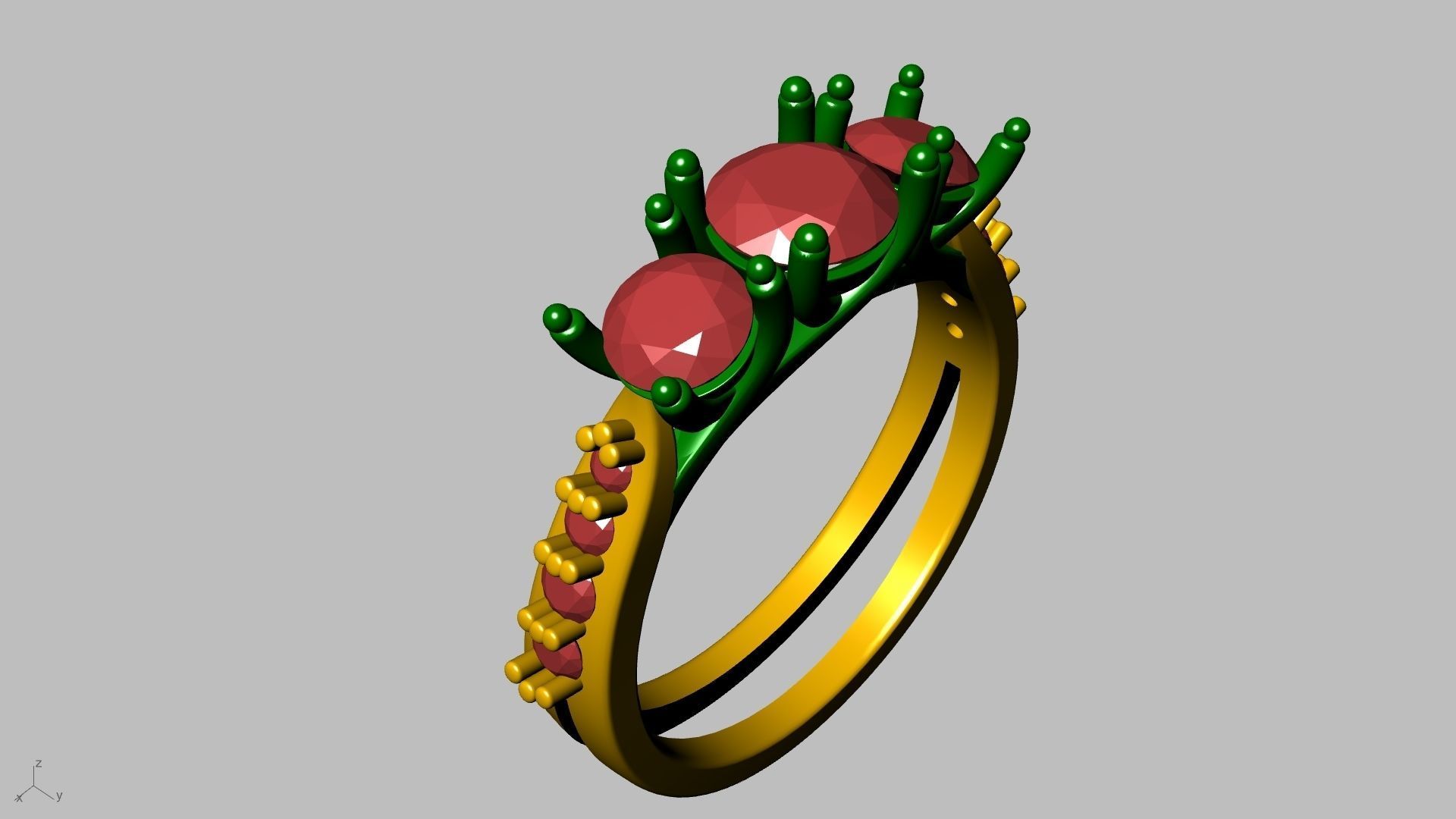 3 stone diamond shank ring stl verified 3D print model_19