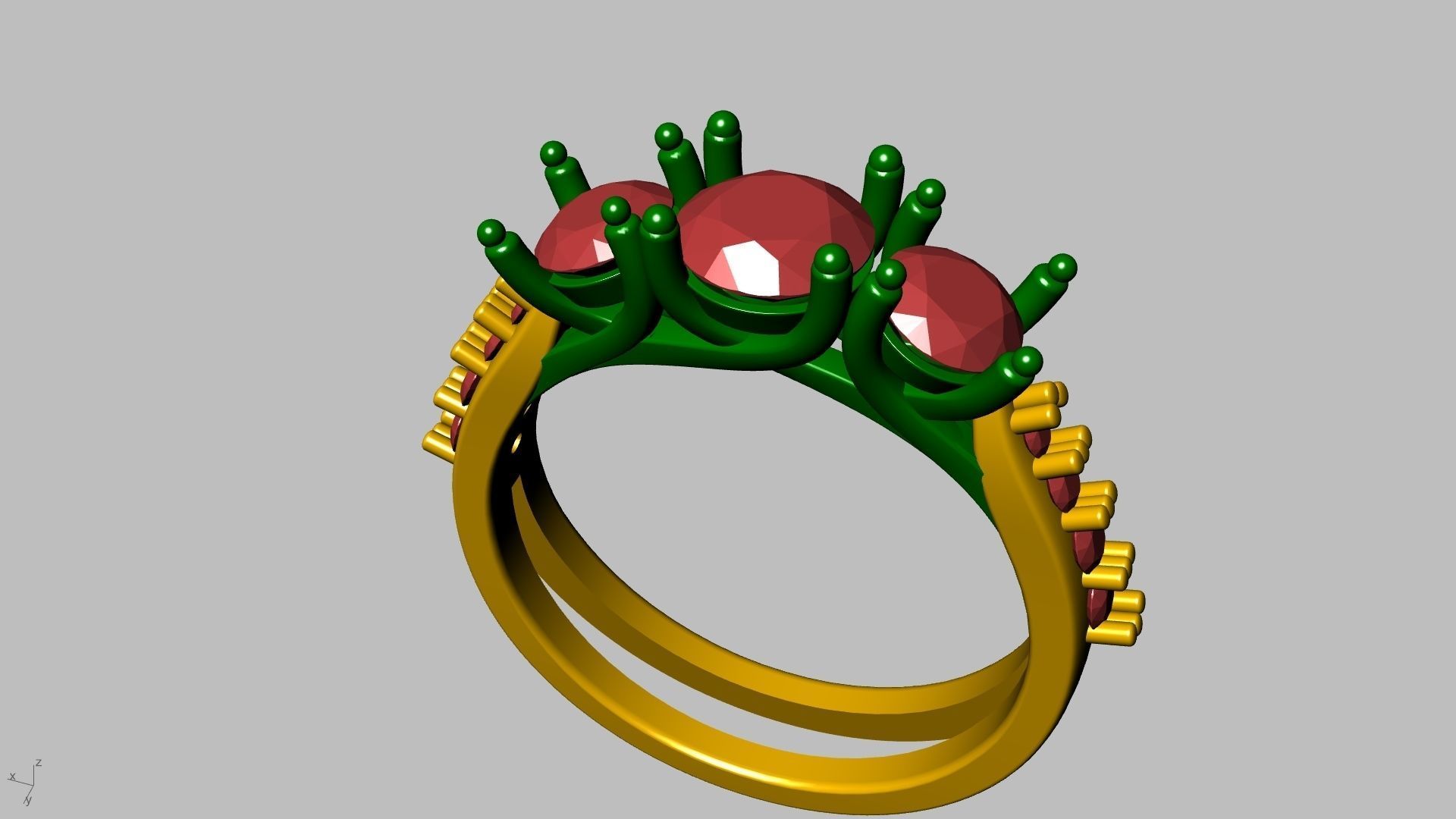 3 stone diamond shank ring stl verified 3D print model_22