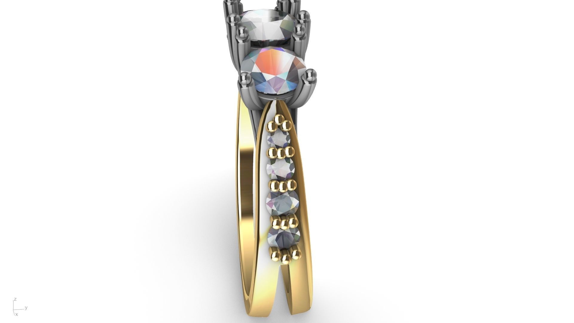 3 stone diamond shank ring stl verified 3D print model_12