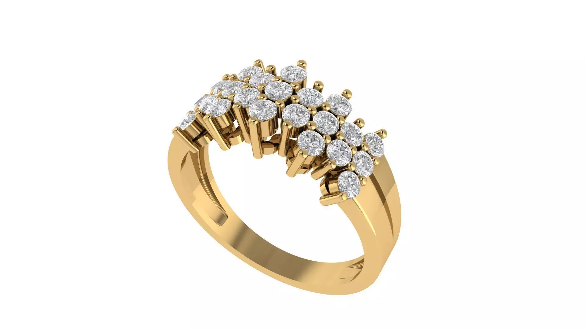 Ring with diamonds 18k approx 3D print model_0