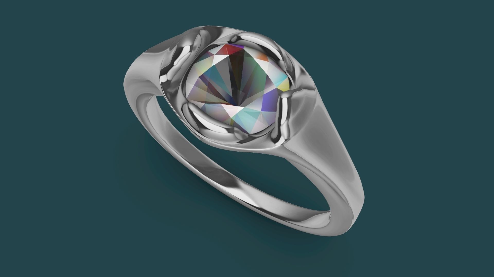 1 Carat Diamond Ring stl verified 3D print model_12
