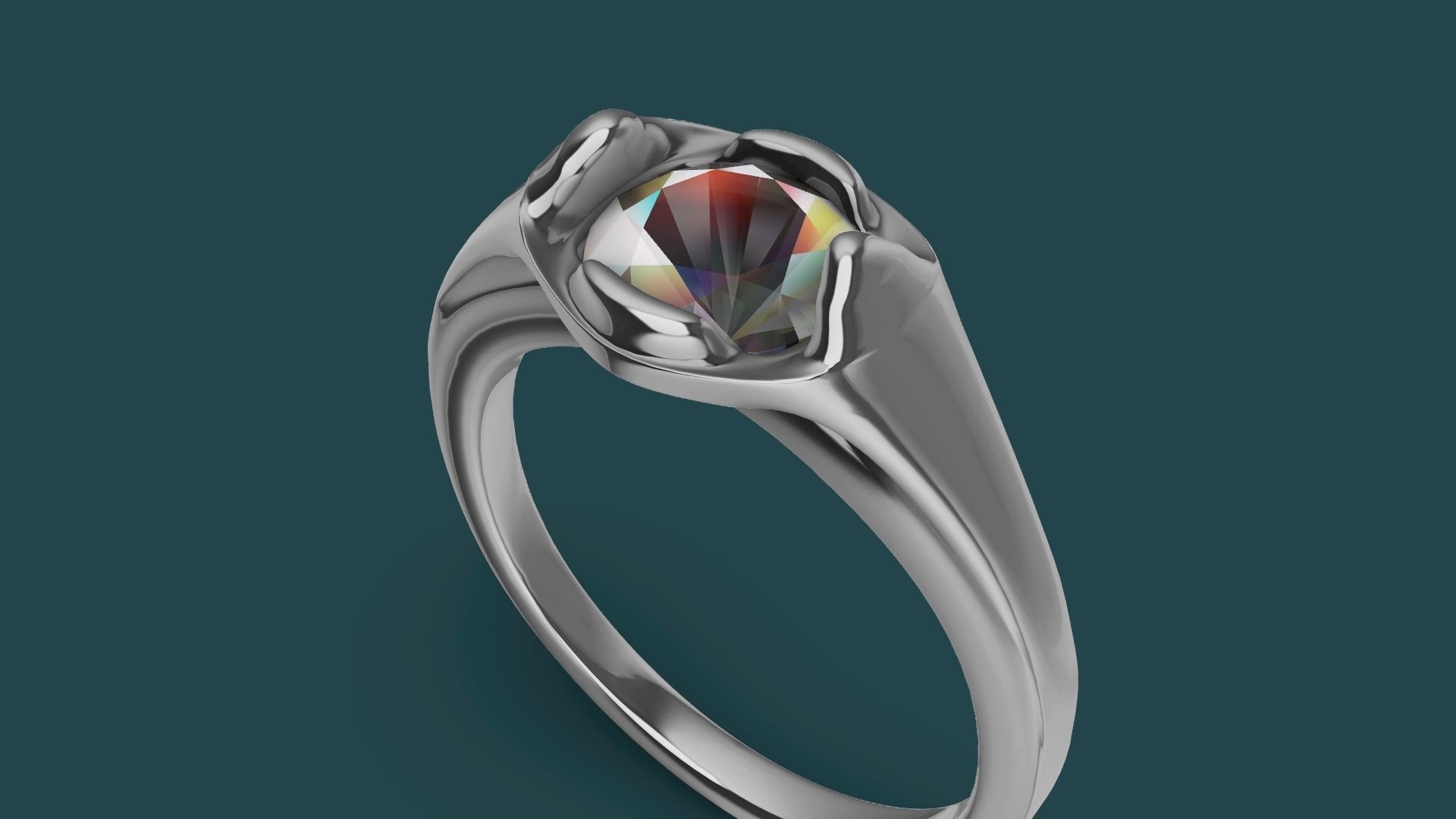 1 Carat Diamond Ring stl verified 3D print model_16