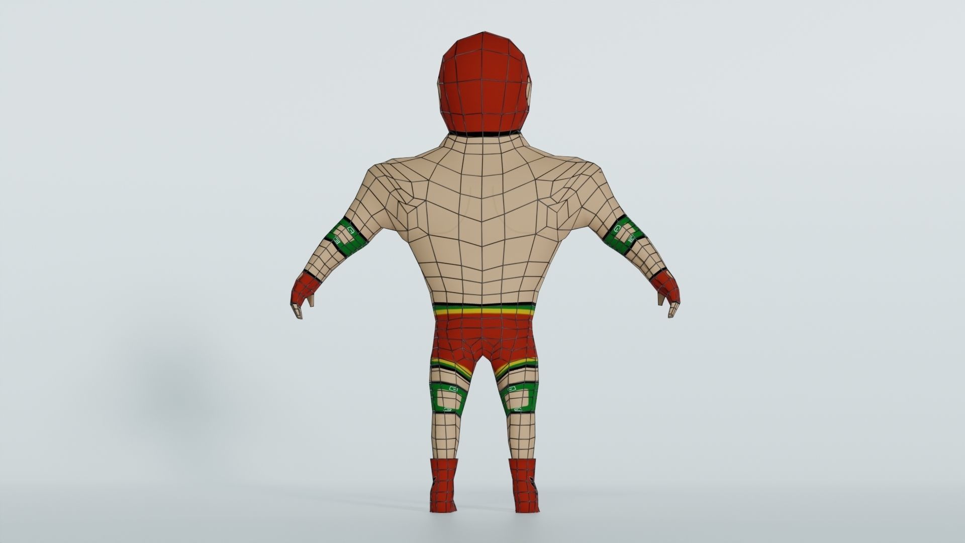 Cartoon Wrestling Character 02 Rigged Low-poly 3D model_5