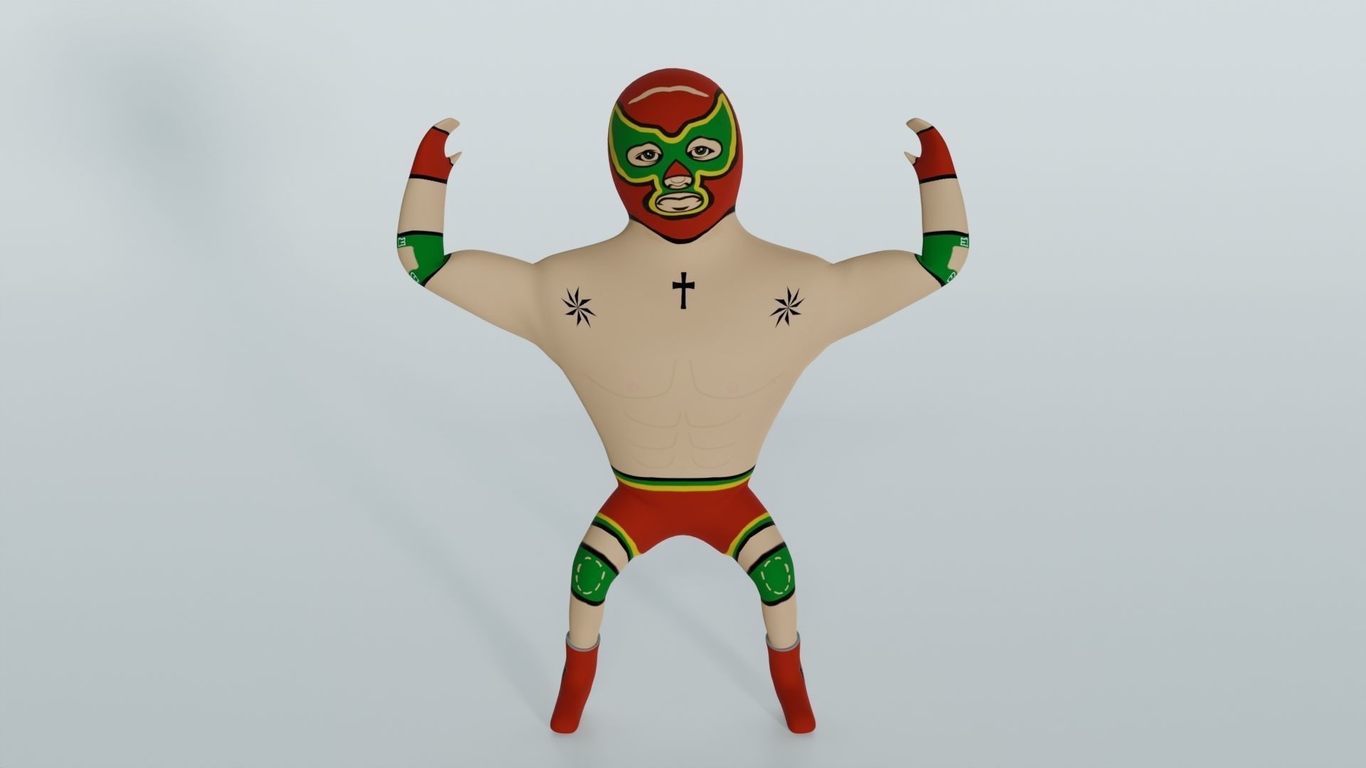 Cartoon Wrestling Character 02 Rigged Low-poly 3D model_6
