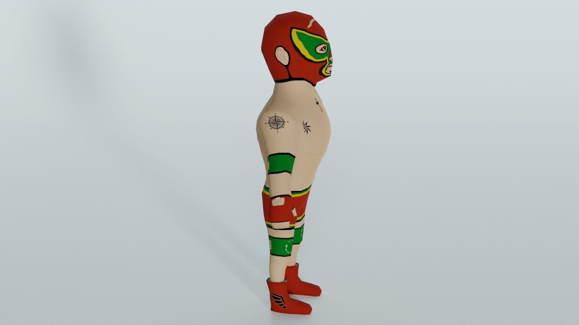 Cartoon Wrestling Character 02 Rigged Low-poly 3D model_3