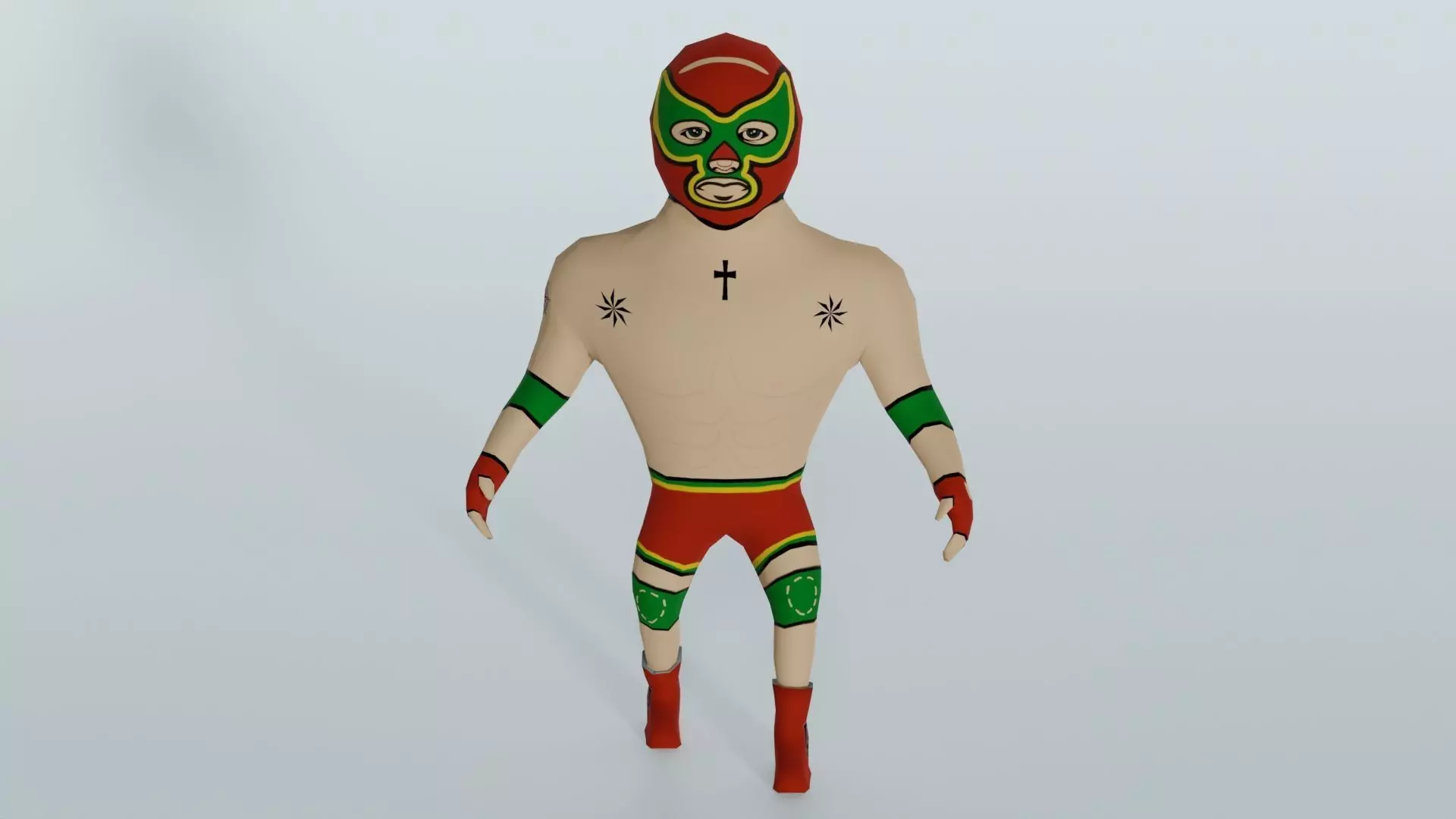 Cartoon Wrestling Character 02 Rigged Low-poly 3D model_0