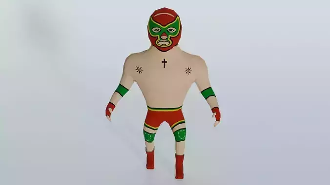Cartoon Wrestling Character 02 Rigged
