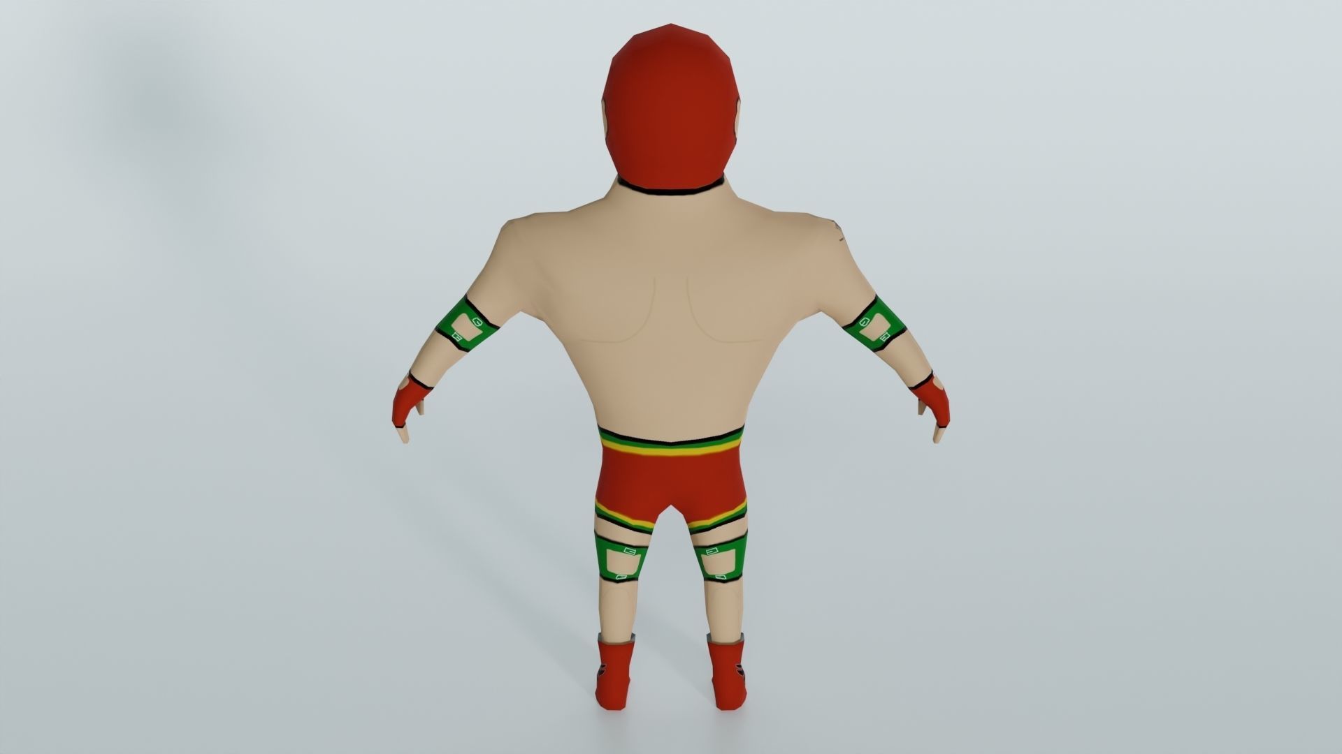 Cartoon Wrestling Character 02 Rigged Low-poly 3D model_2