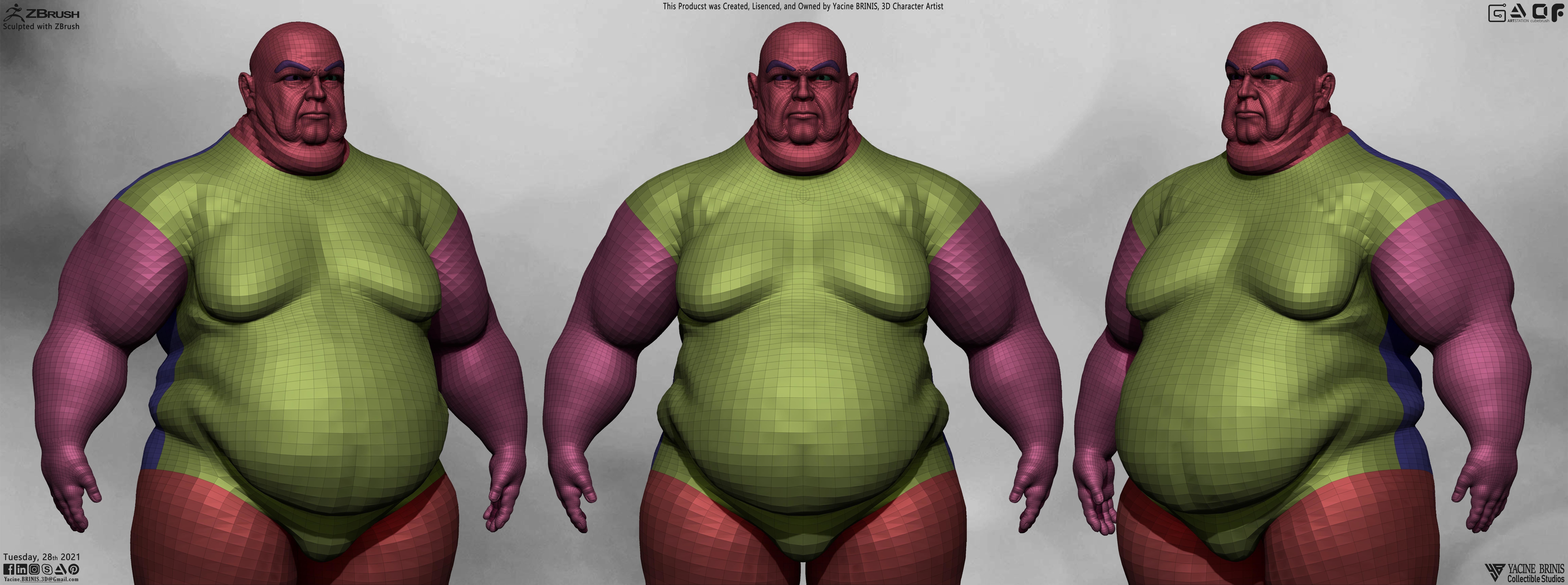 Fat Man Base-mesh 3D Model Low-poly 3D model_6