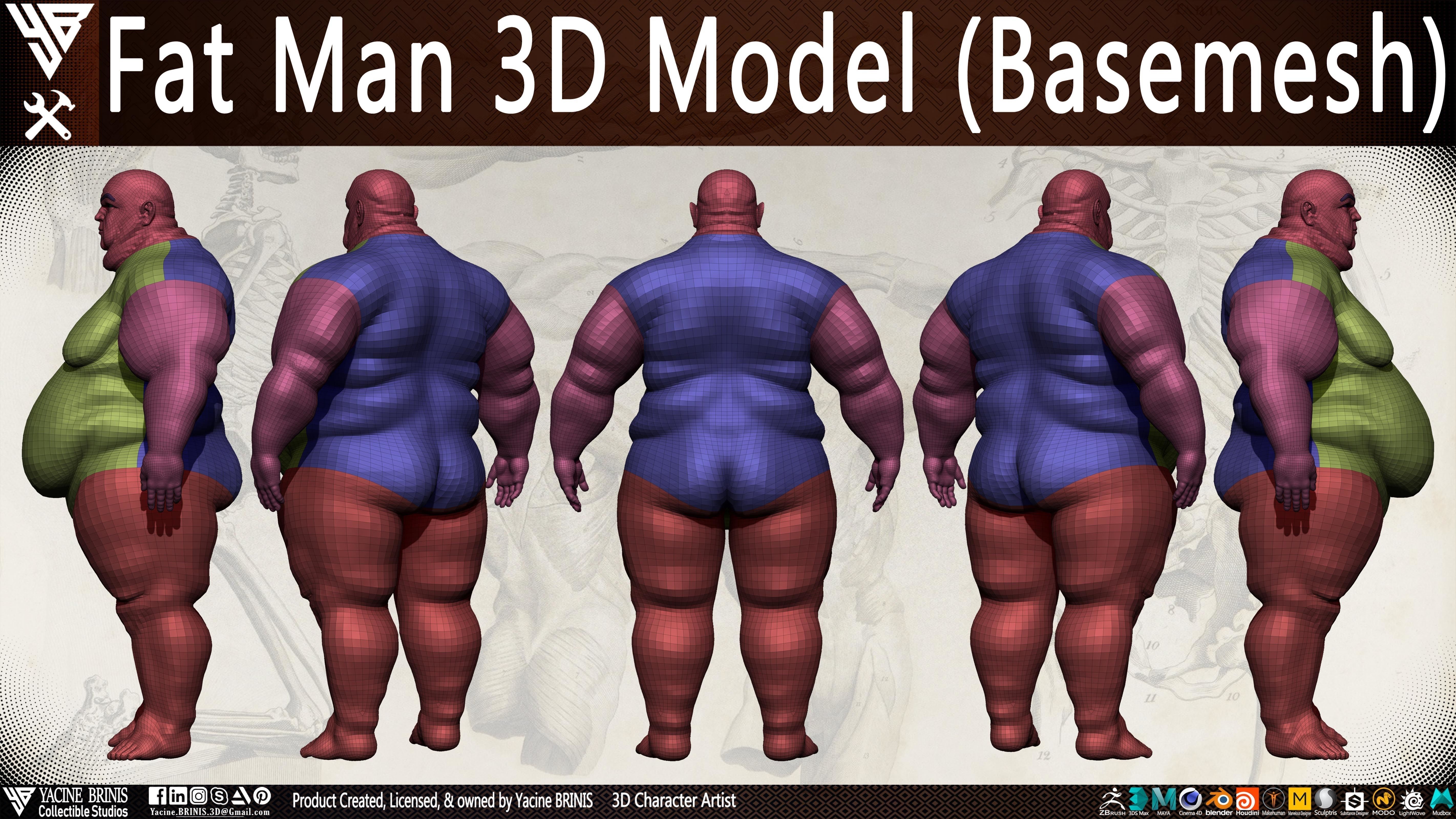 Fat Man Base-mesh 3D Model Low-poly 3D model_18