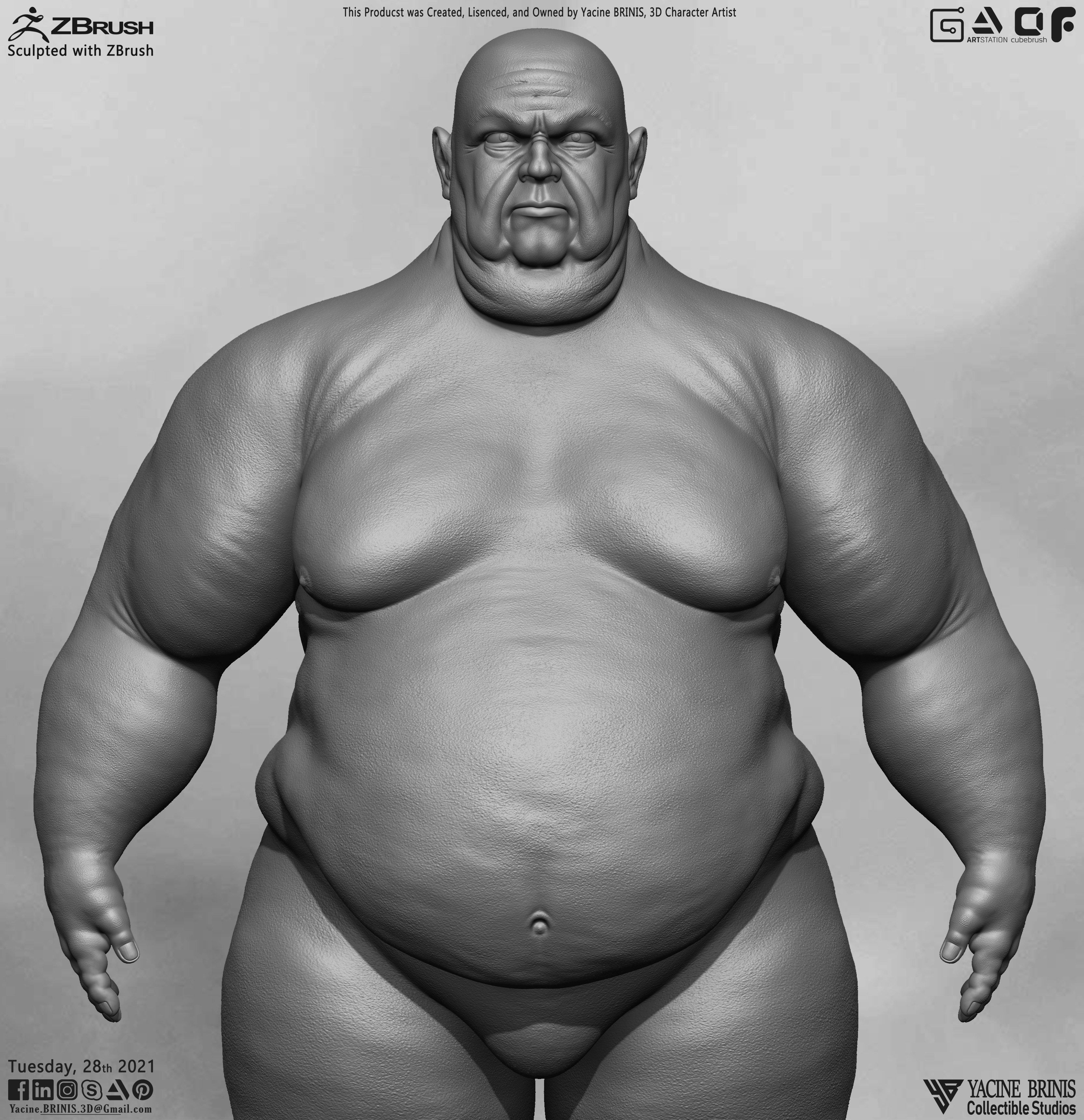 Fat Man Base-mesh 3D Model Low-poly 3D model_11