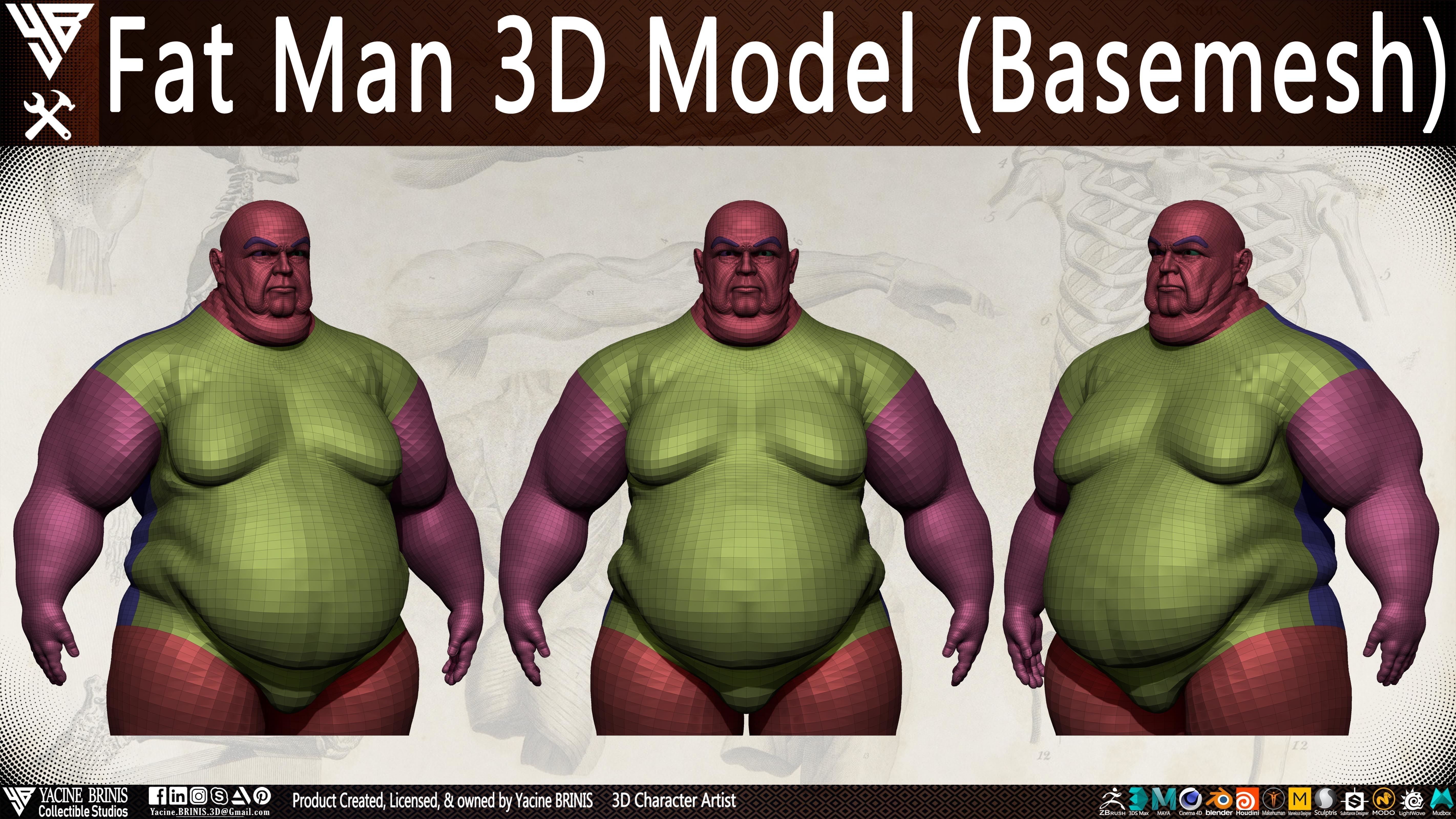 Fat Man Base-mesh 3D Model Low-poly 3D model_19
