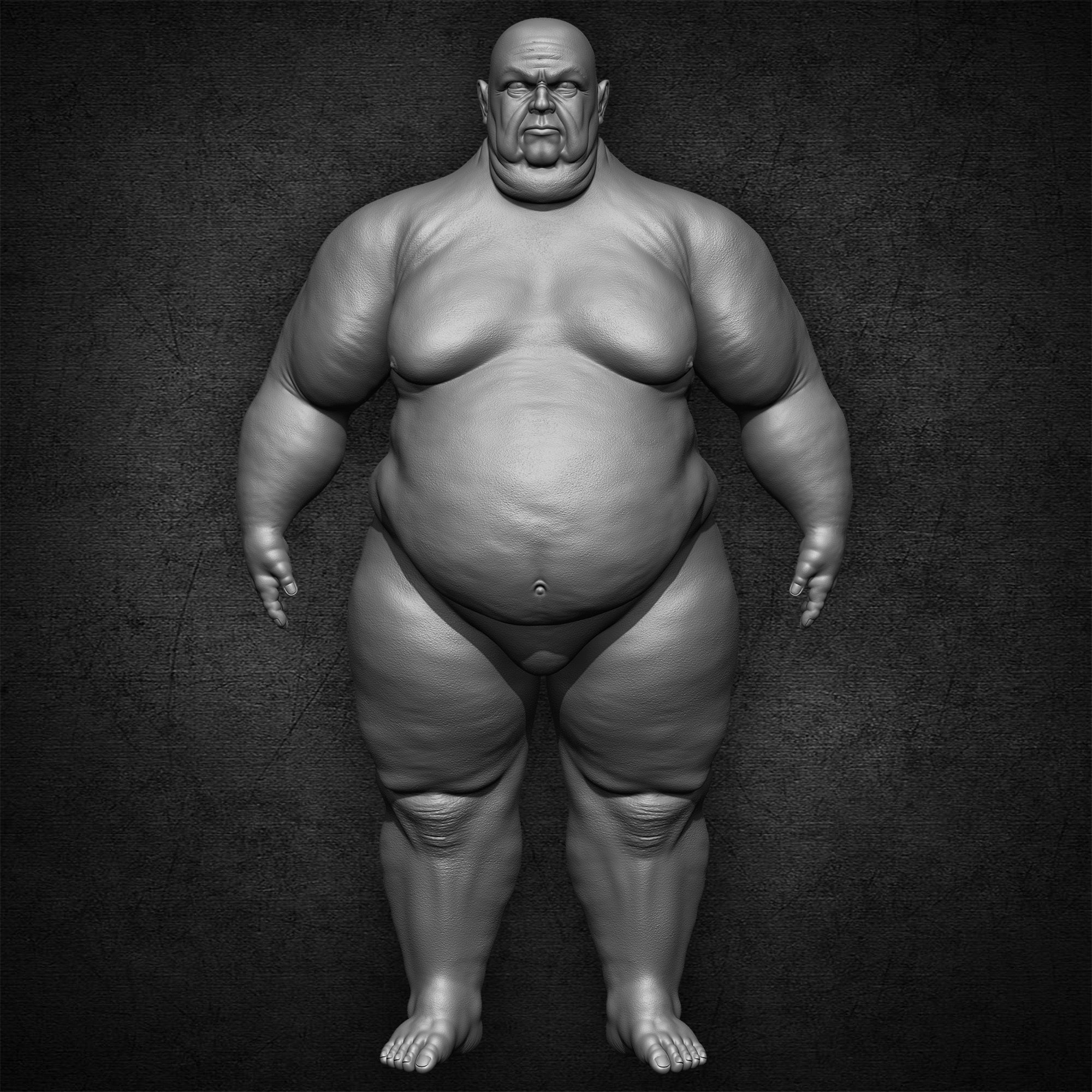 Fat Man Base-mesh 3D Model Low-poly 3D model_24
