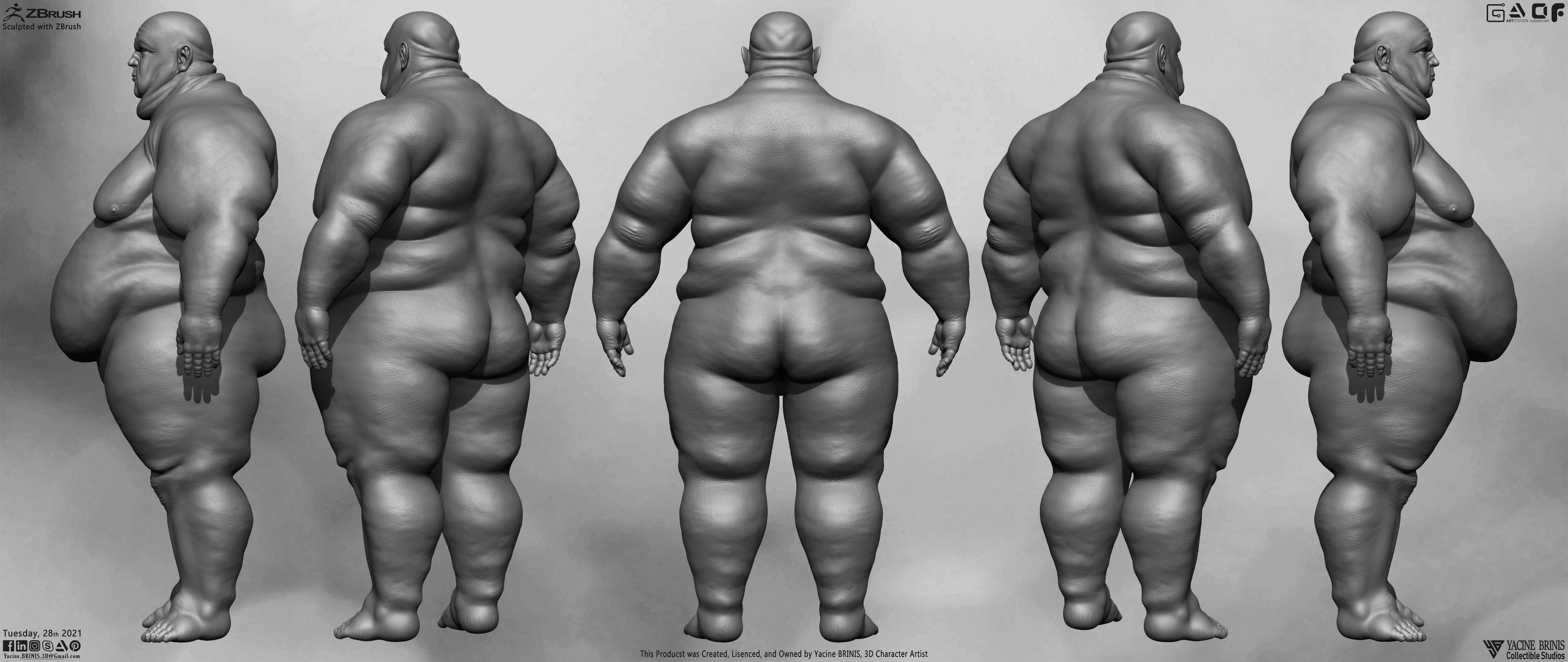 Fat Man Base-mesh 3D Model Low-poly 3D model_2