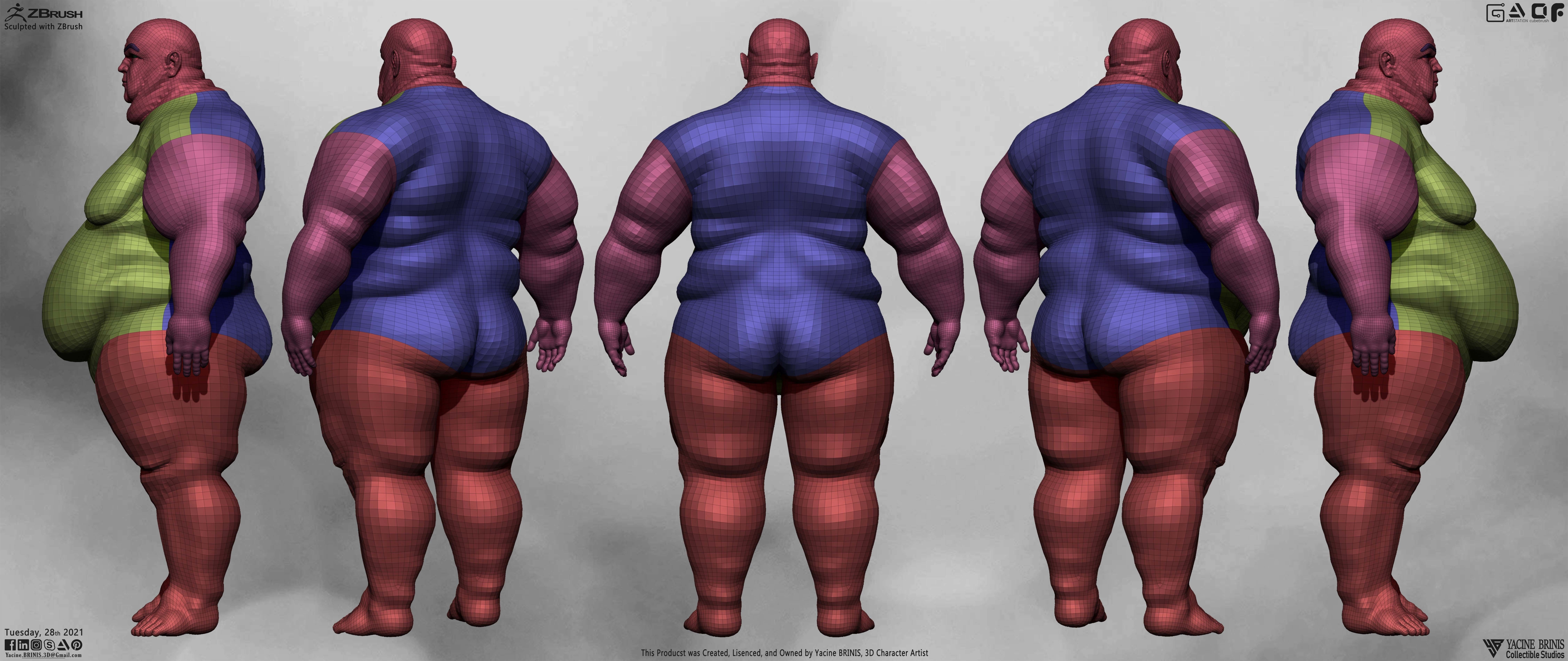 Fat Man Base-mesh 3D Model Low-poly 3D model_5